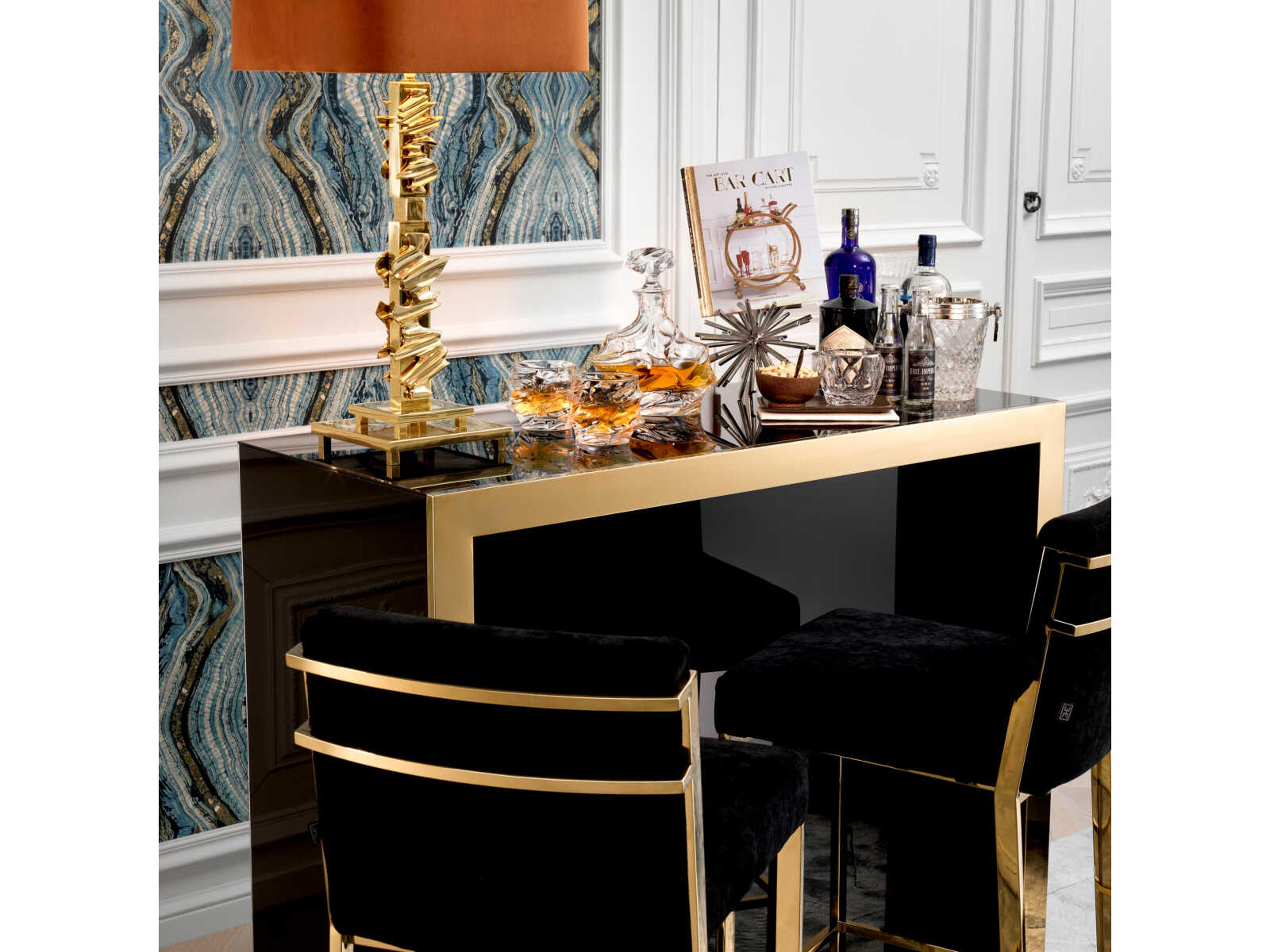 Eichholtz Grimaldi Gold Black Glass Bar