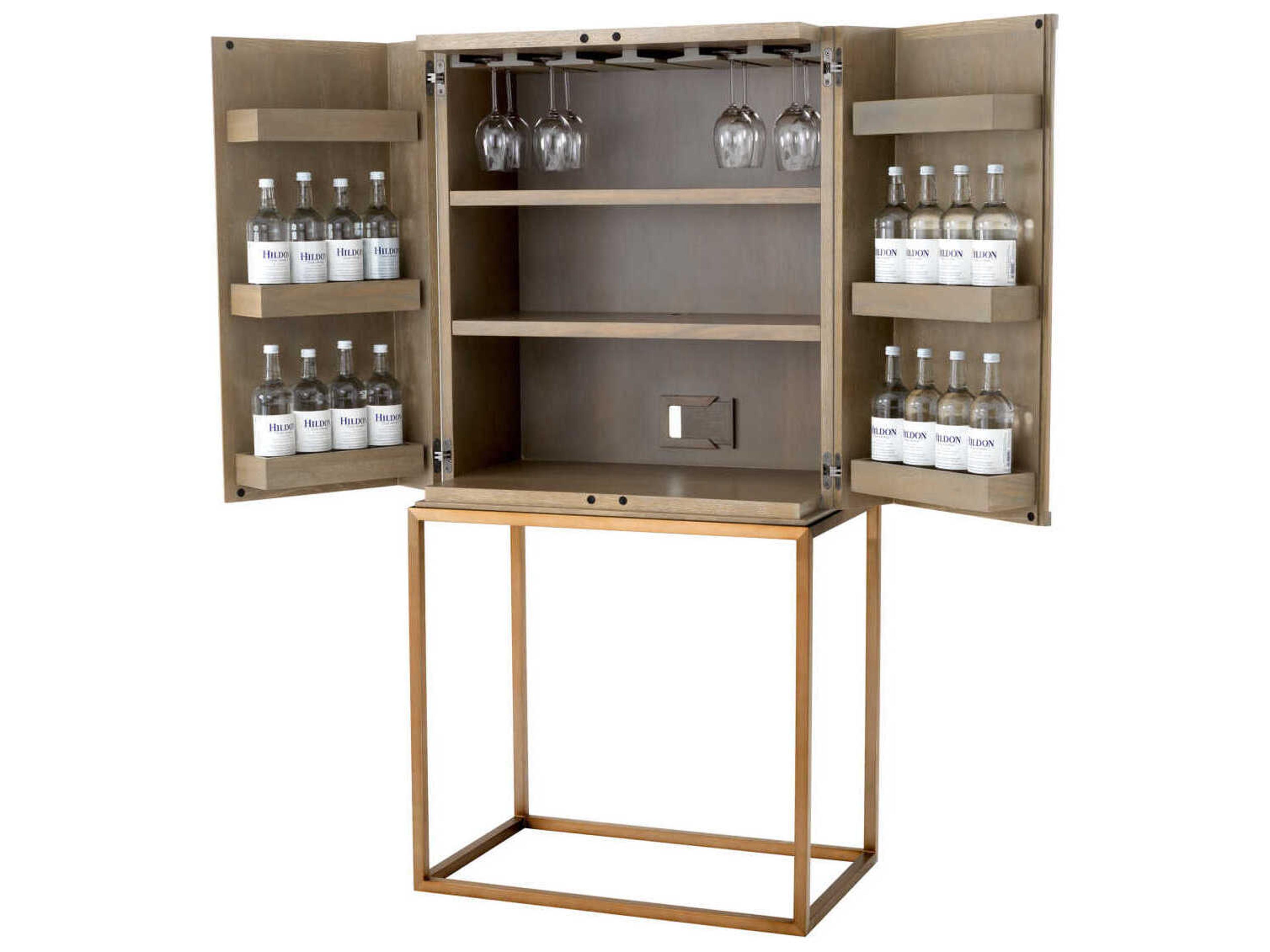 Eichholtz Highland Washed Oak Veneer Bar Cabinet