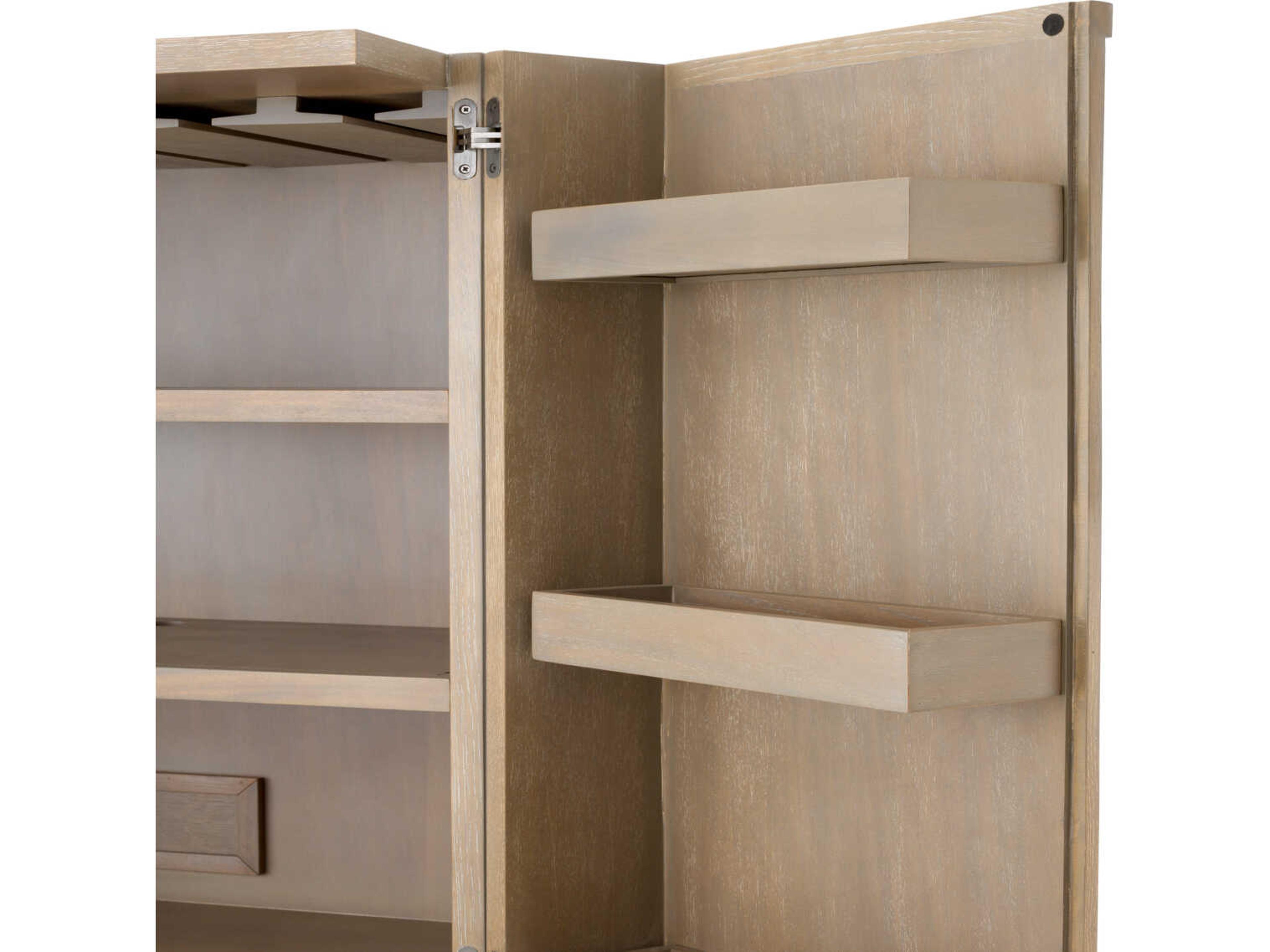 Eichholtz Highland Washed Oak Veneer Bar Cabinet