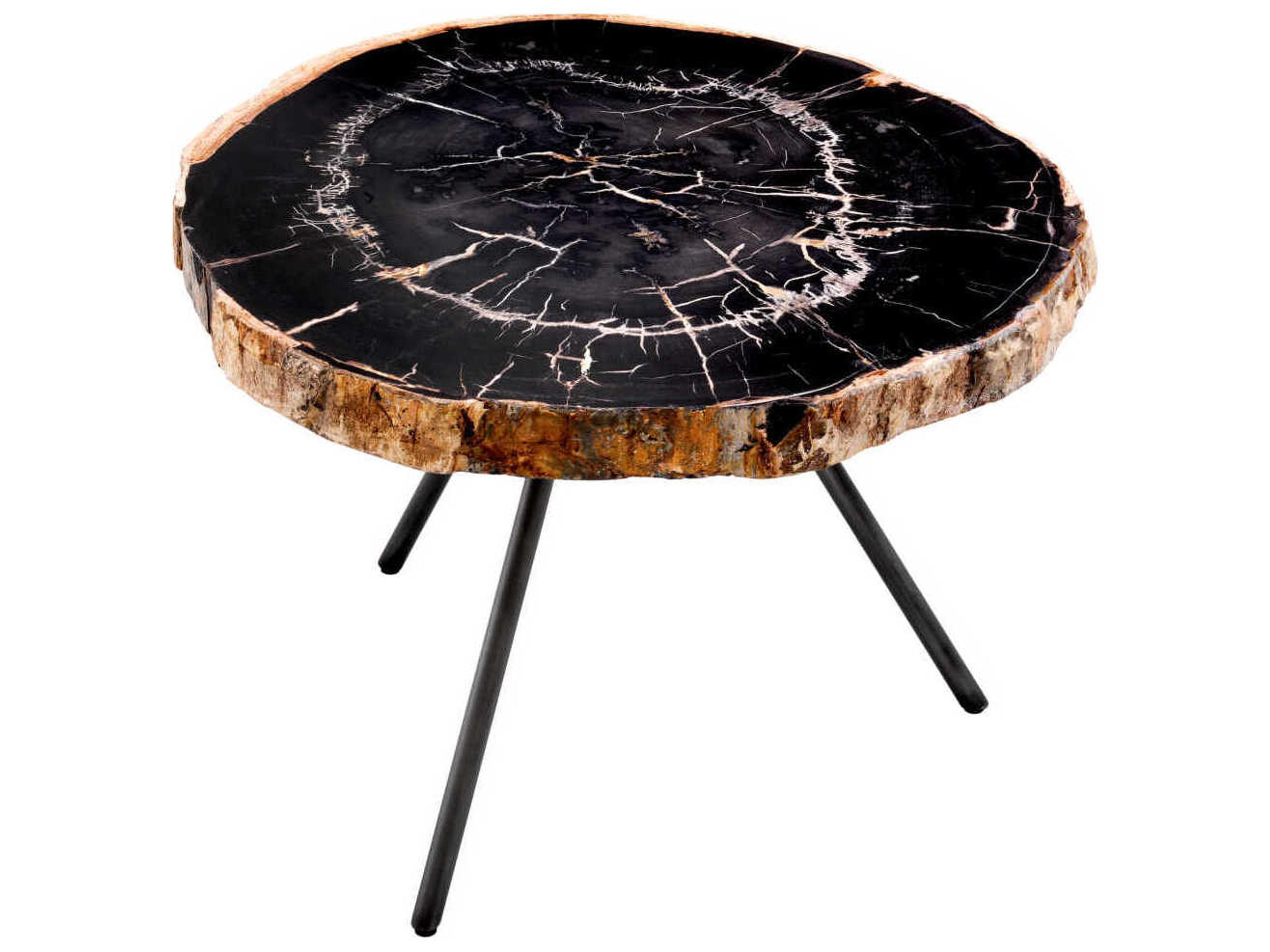 Eichholtz De Soto Dark Range Petrified Wood Set of 3 Coffee Table