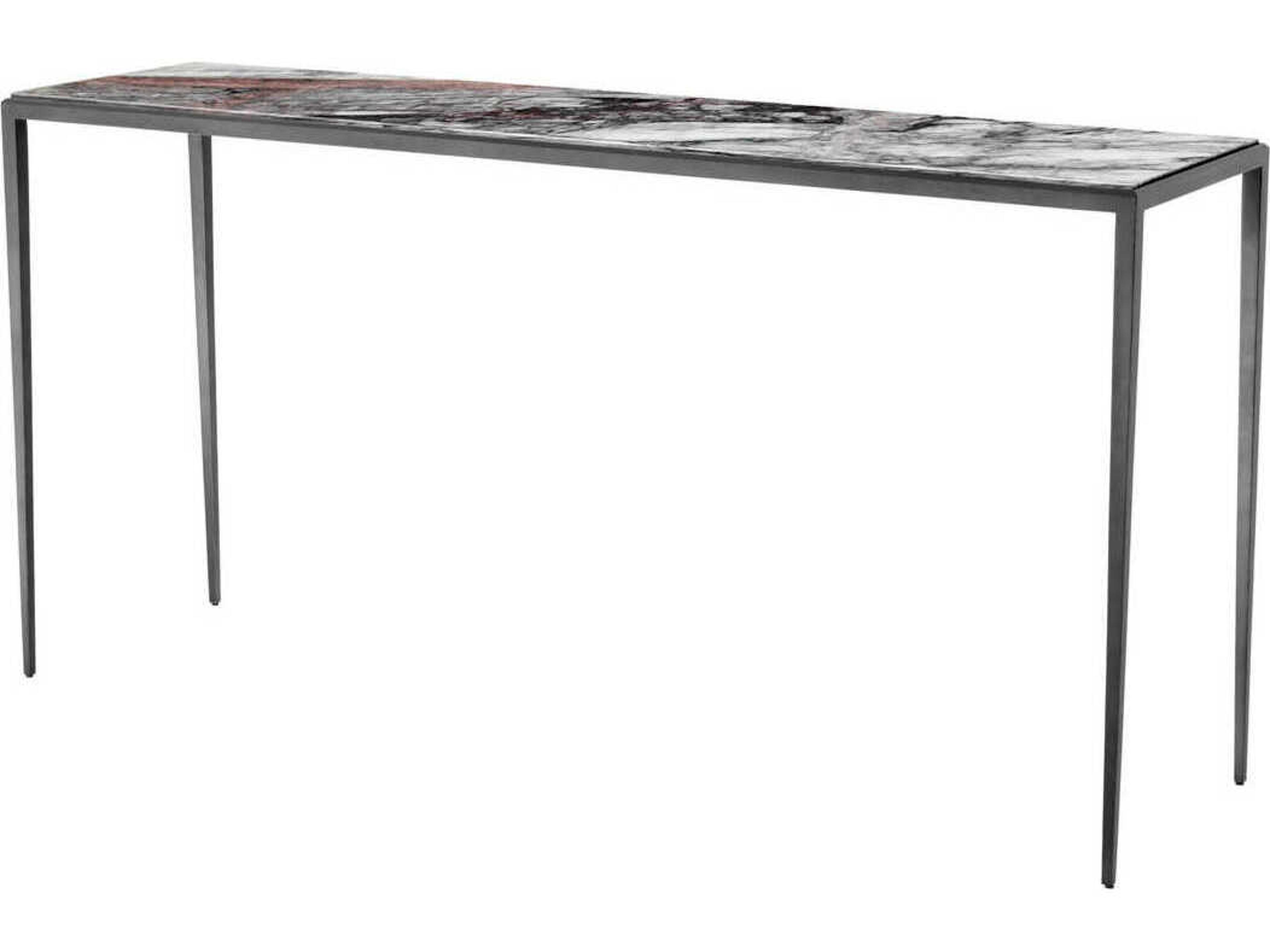 Henley Console Table Bronze Finish Bianco Lilac Marble