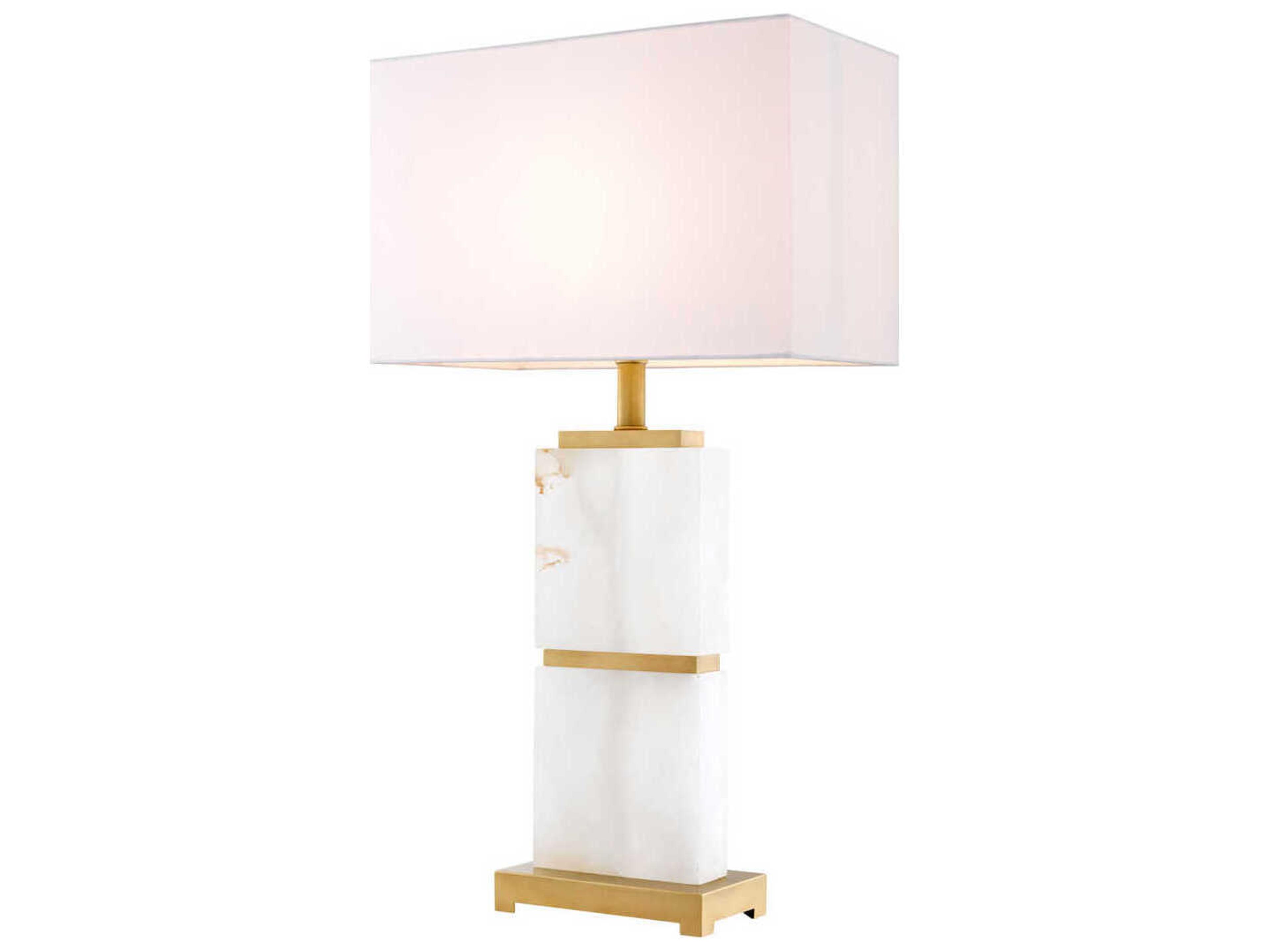 Robbins Table Lamp Alabaster and Brass Mid-Century Modern