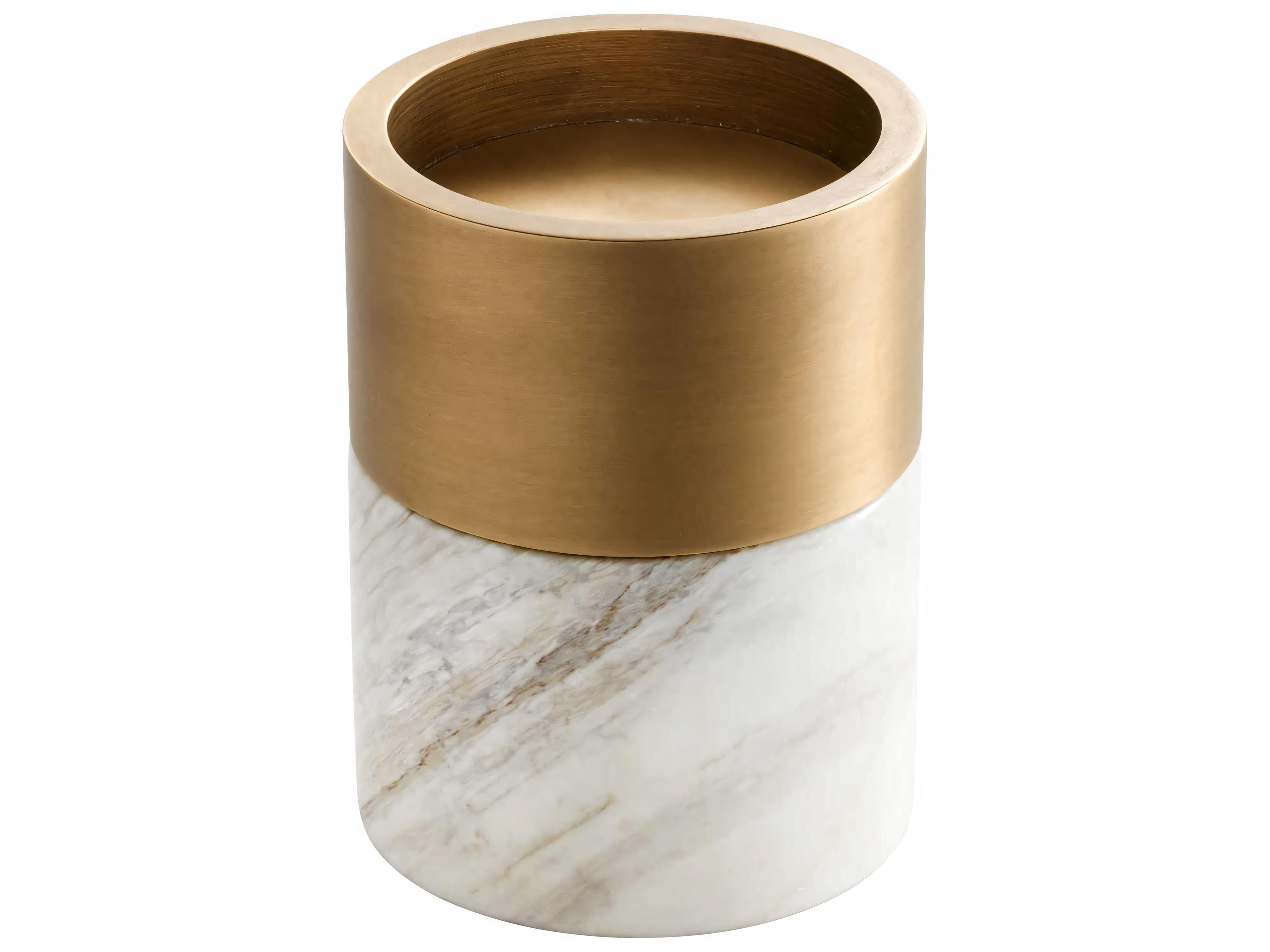 Eichholtz Sierra White Marble Brass Set of 3 Candle Holder