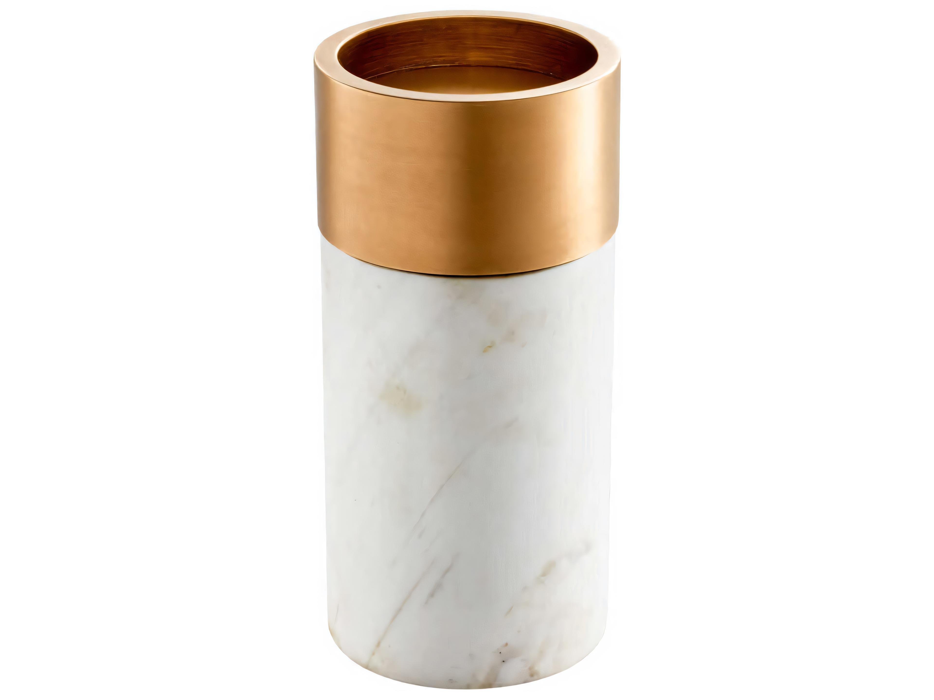 Eichholtz Sierra White Marble Brass Set of 3 Candle Holder