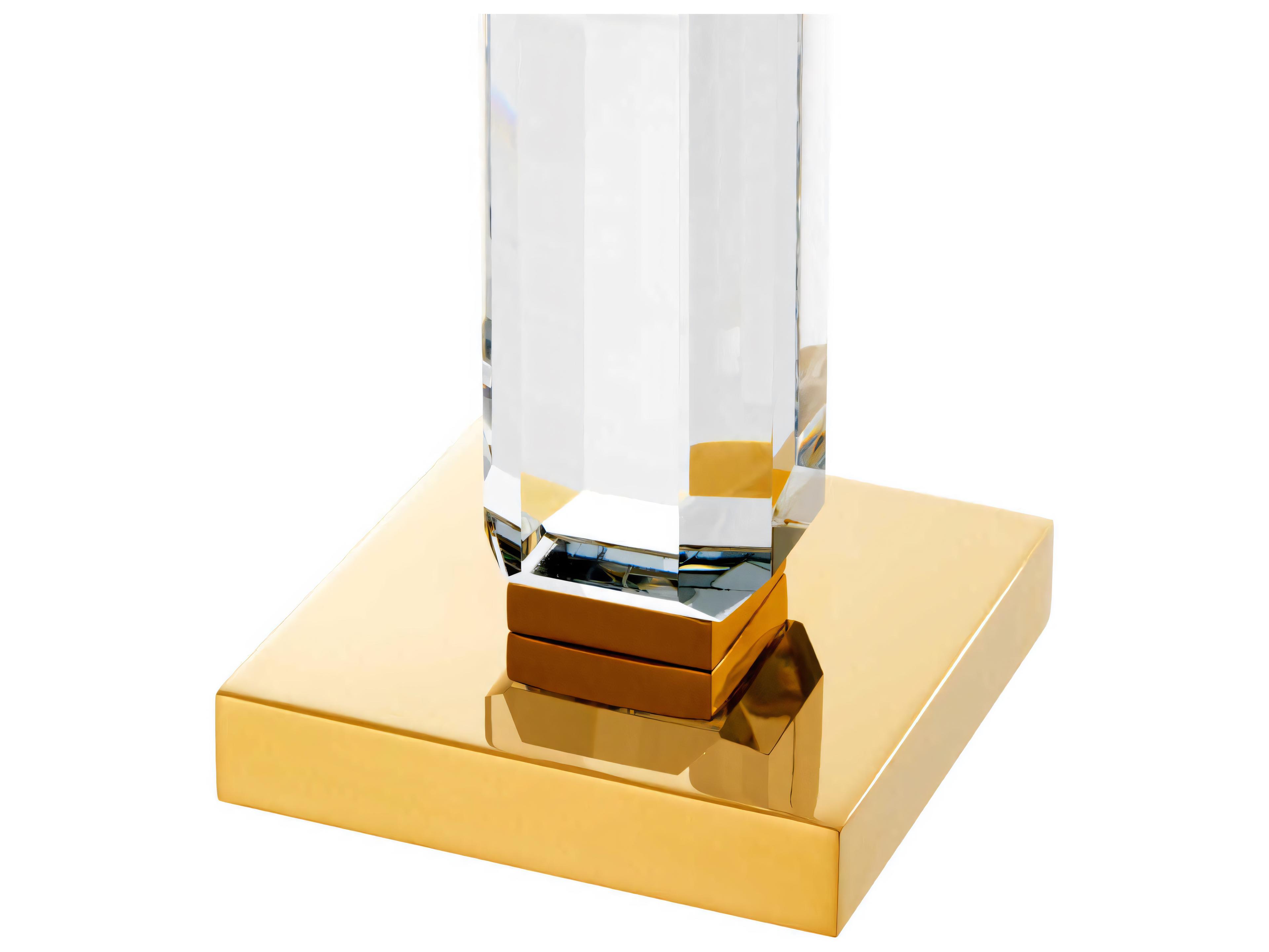 Eichholtz Livia Gold Clear Crystal Glass Set of 3 Candle Holder