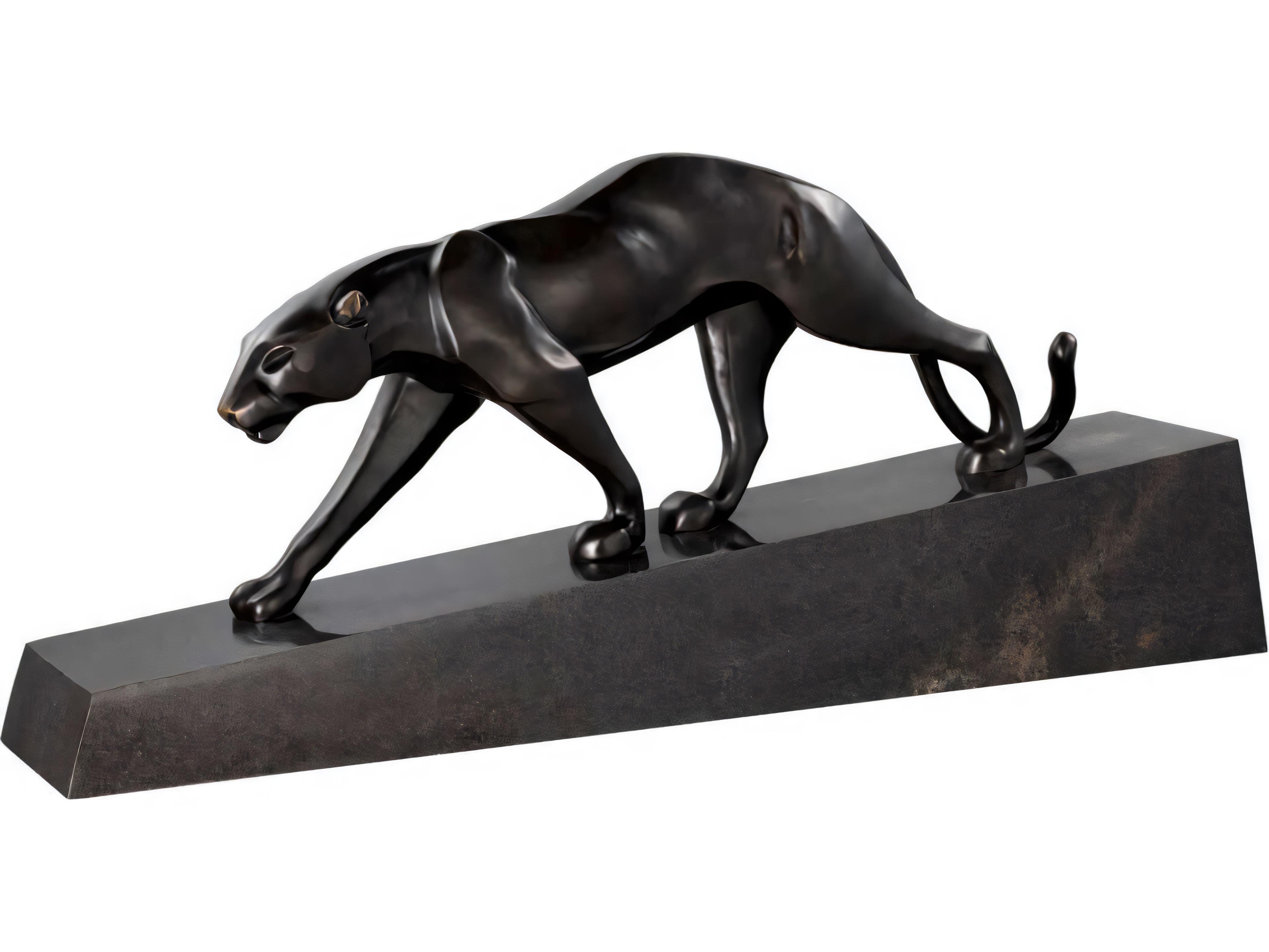 Bronze On Marble Base Pantherae