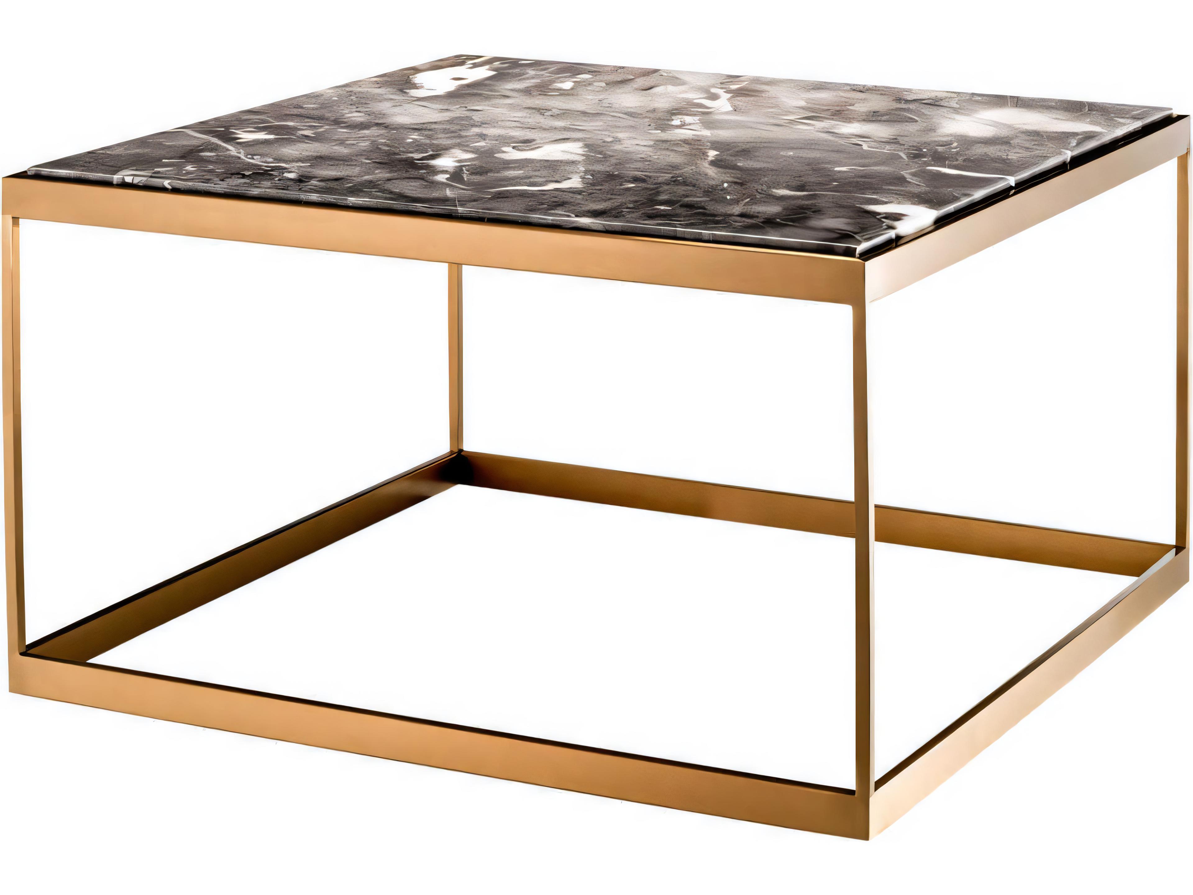 La Quinta Brushed Brass Grey Mar Side Table