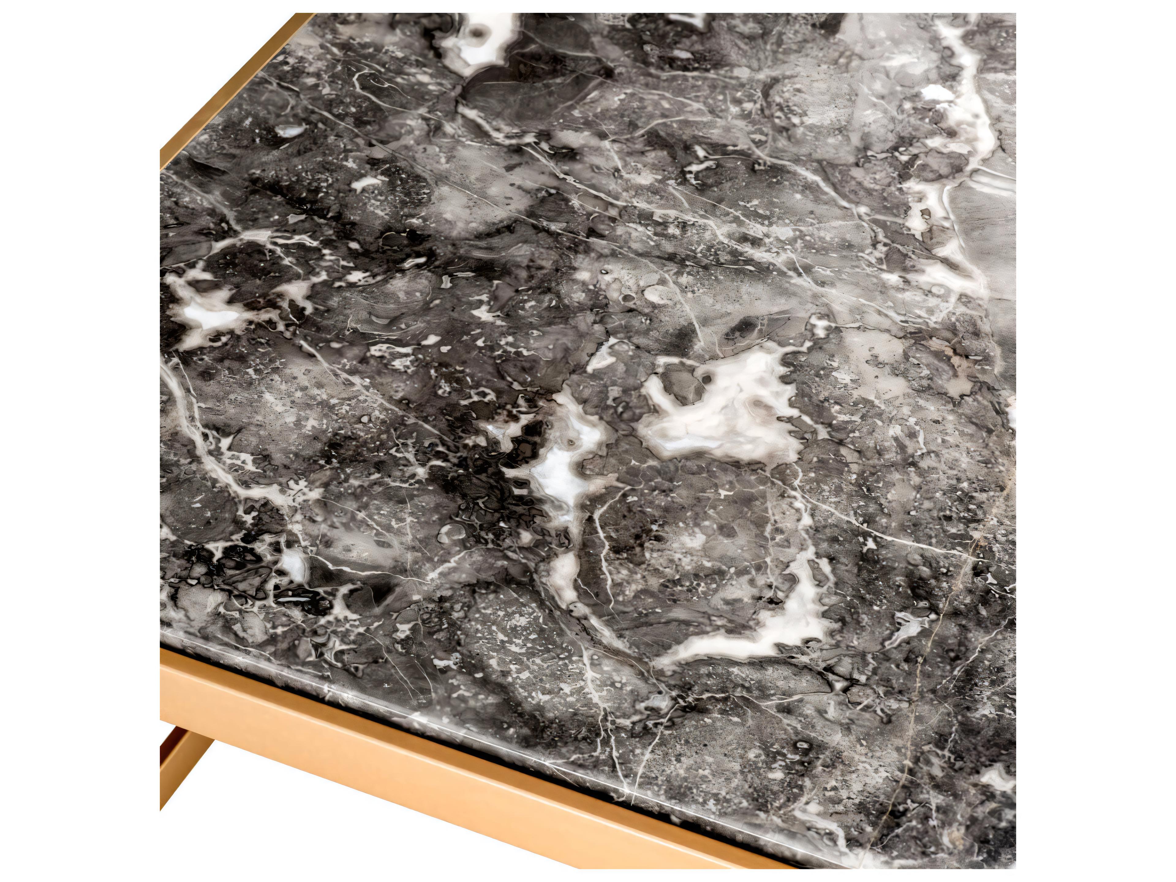 Eichholtz La Quinta Brushed Brass Grey Mar Side Table