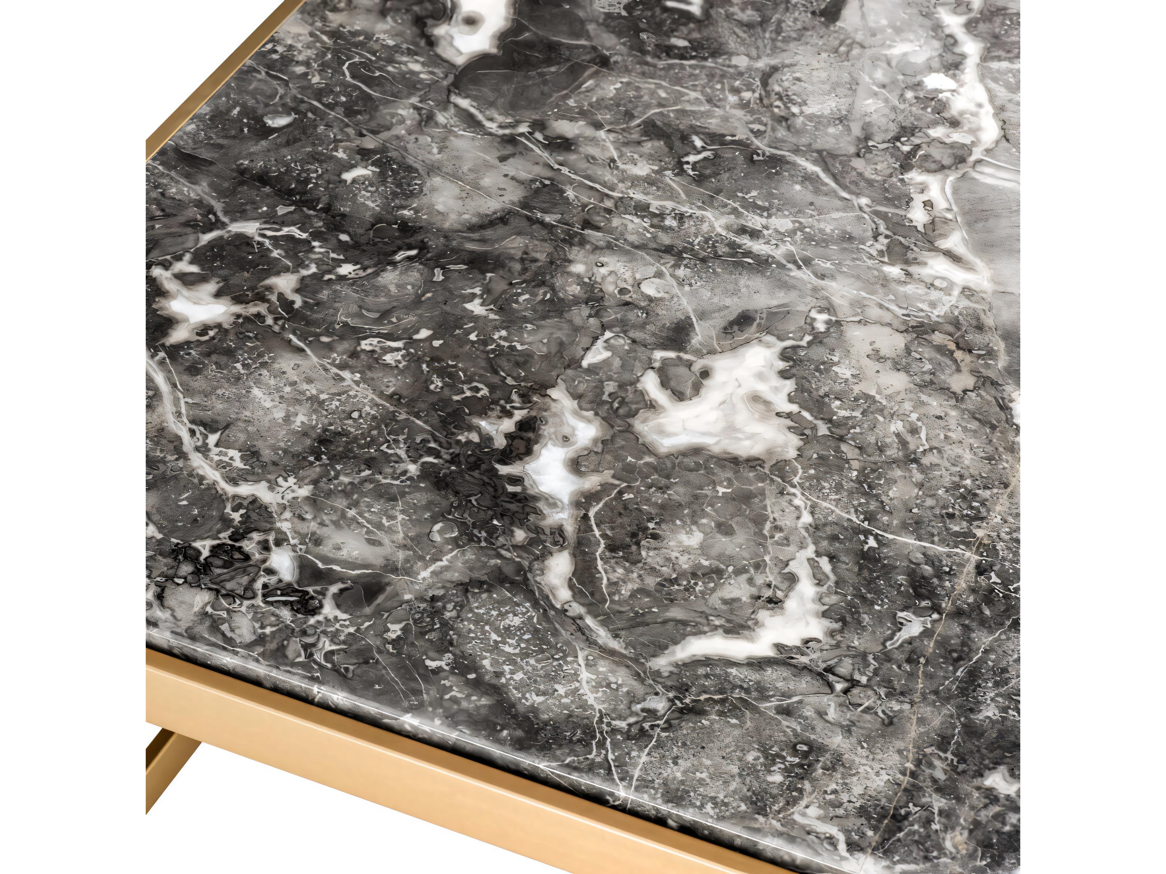 Eichholtz La Quinta Brushed Brass Grey Mar Side Table