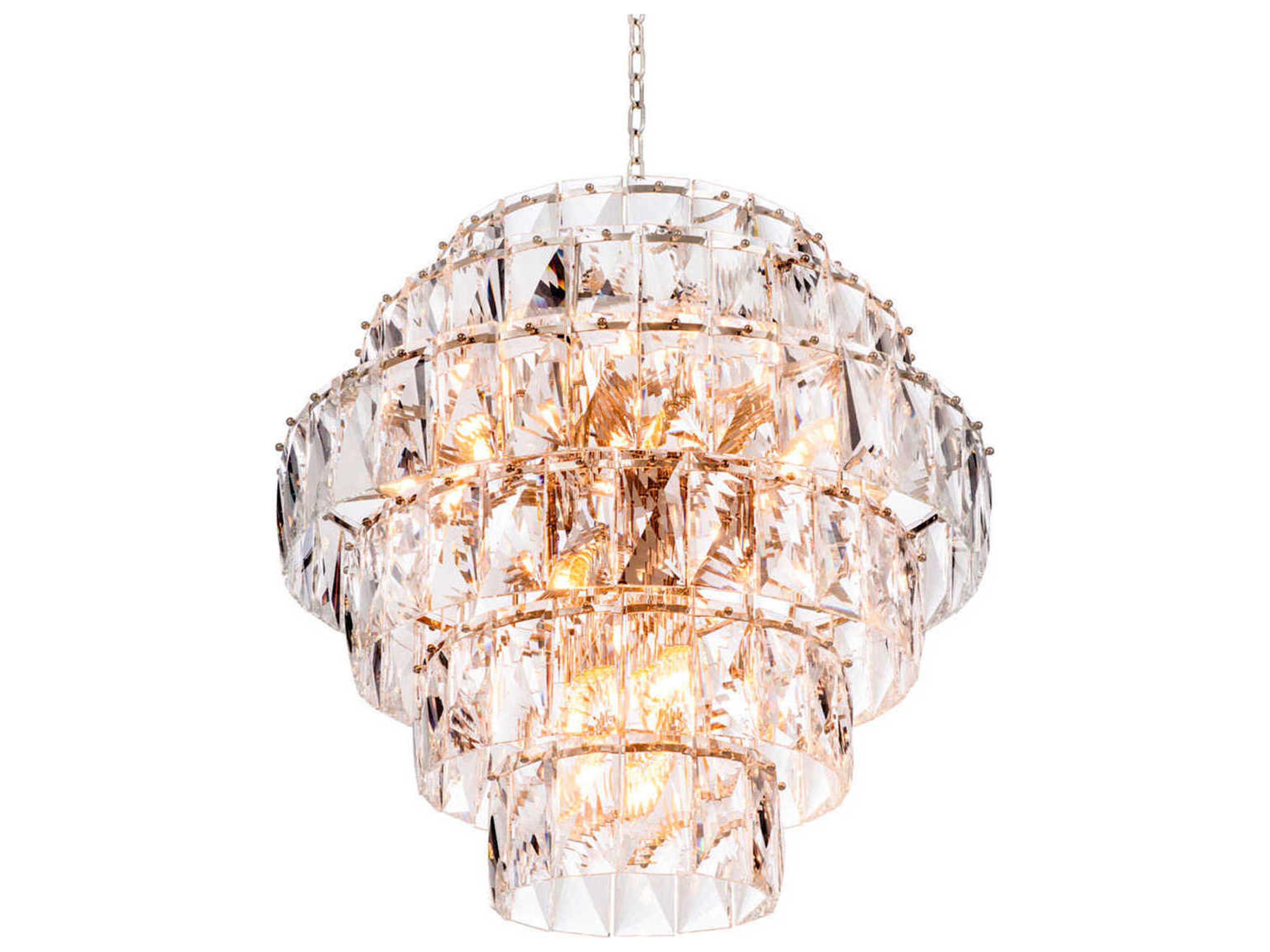 Amazone Chandelier in Nickel and Crystal Glass