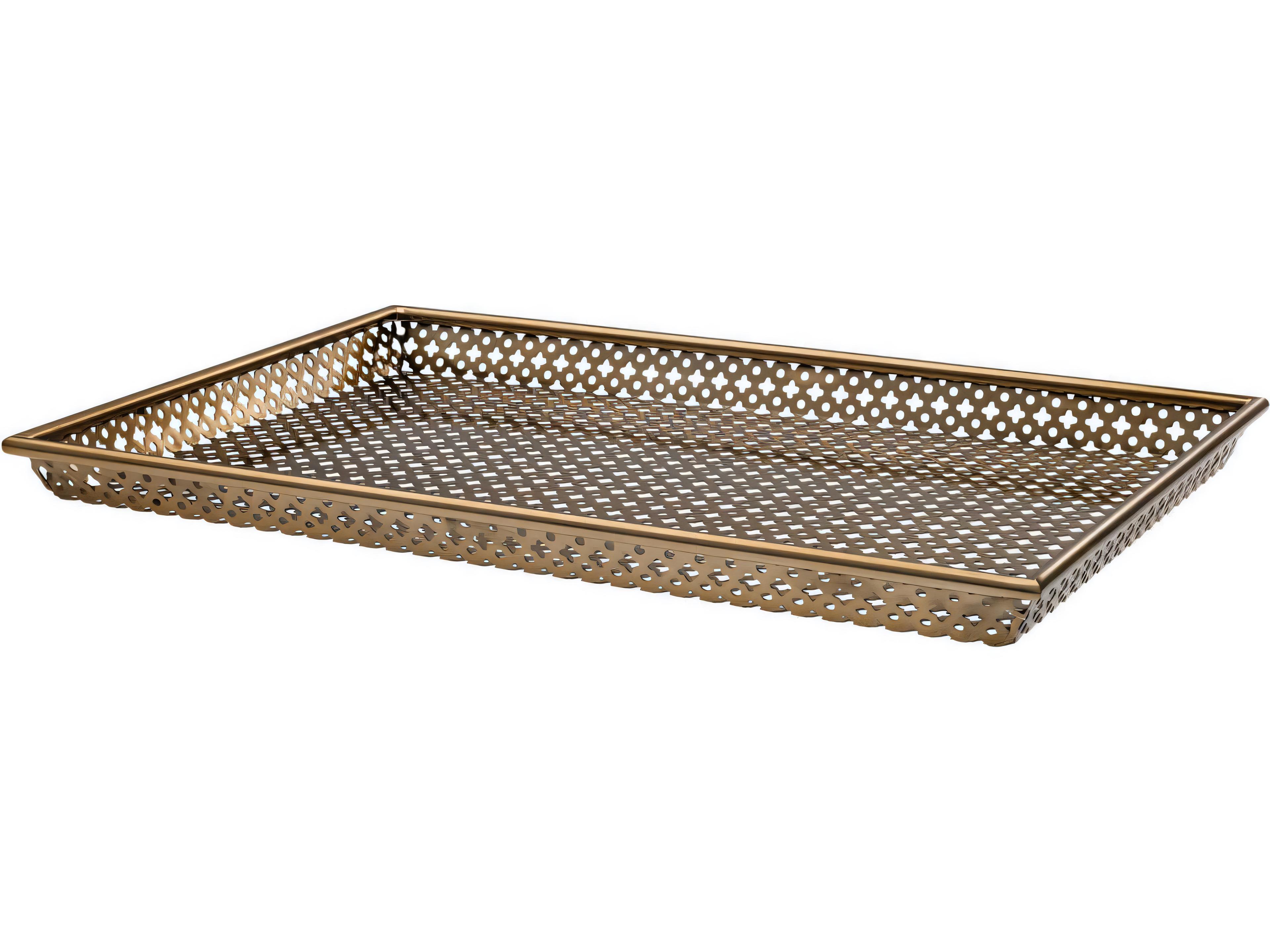 Sirenuse L Rectangular Antique Brass Tray
