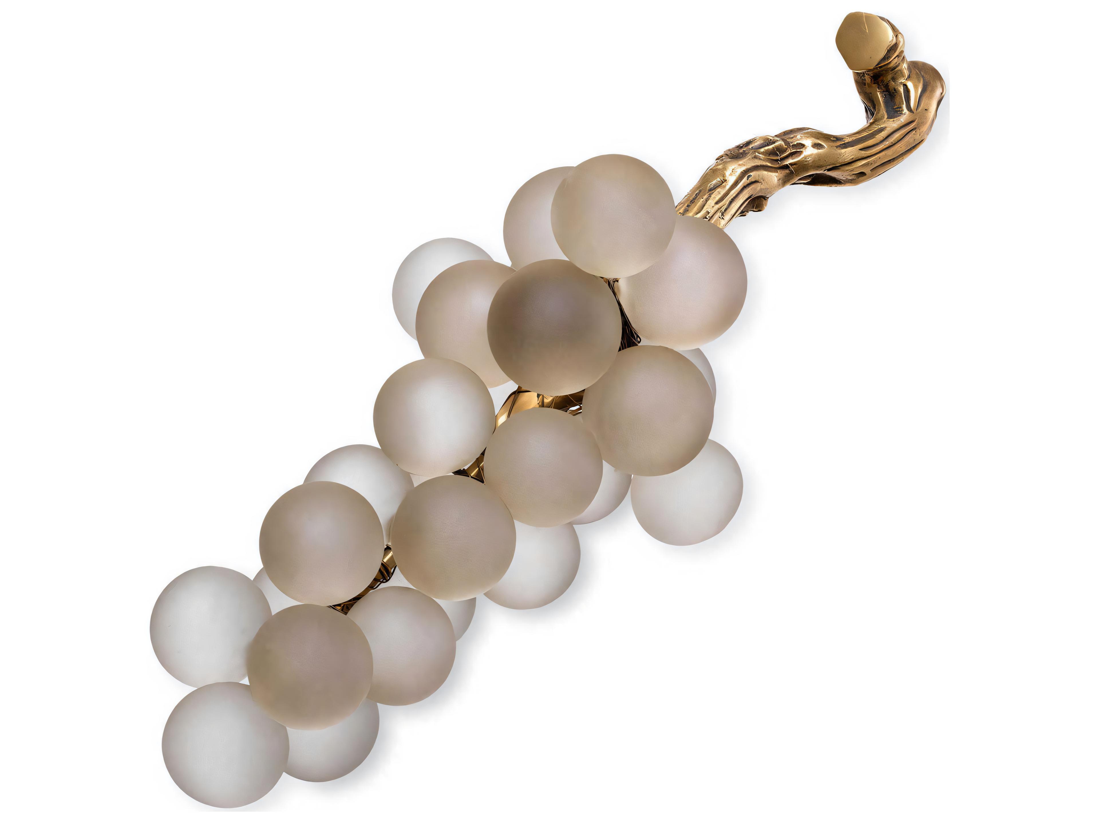 French Grapes White Vintage Brass Object