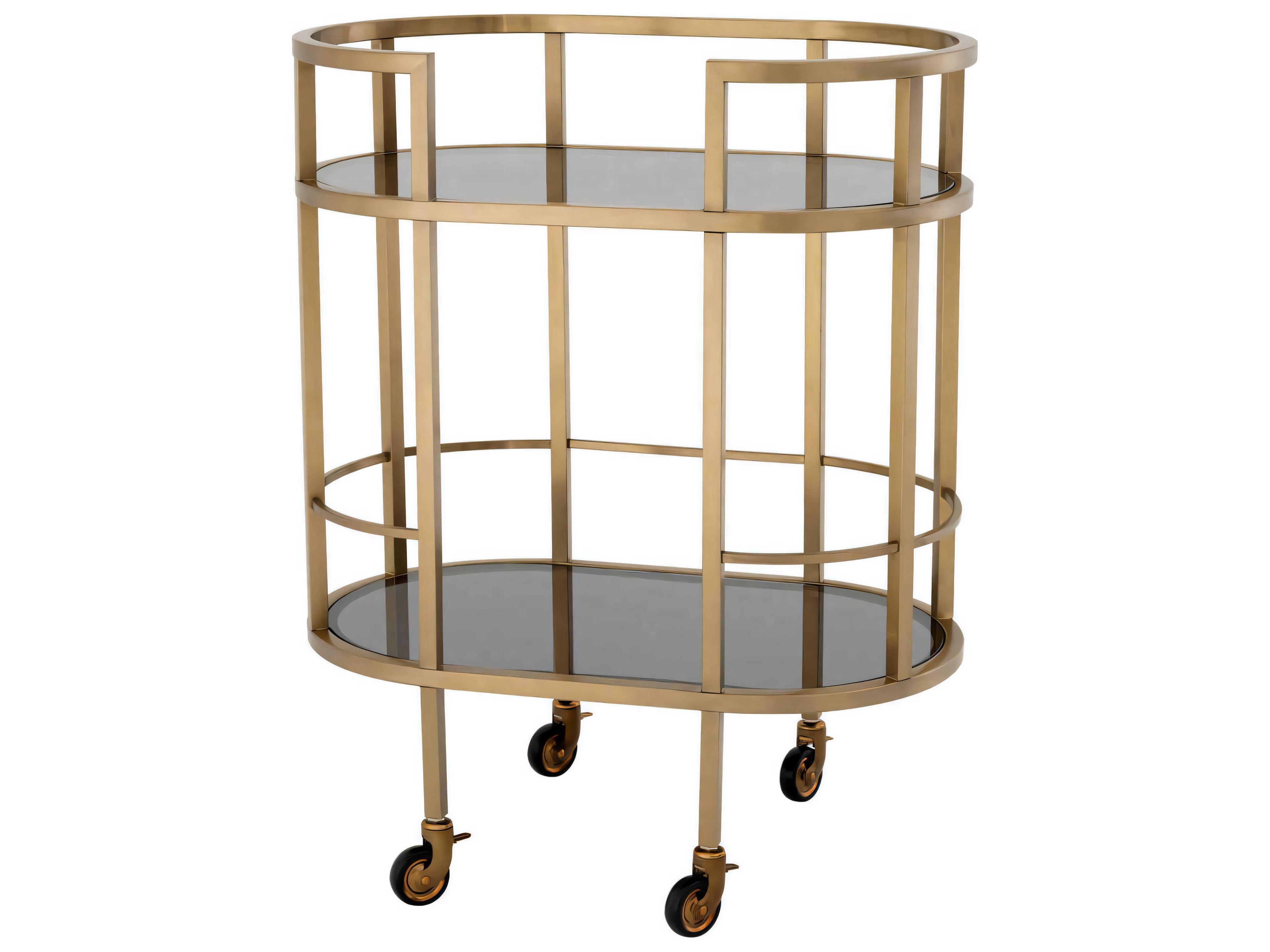 Townhouse Brushed Brass Smoke Glass Trolley