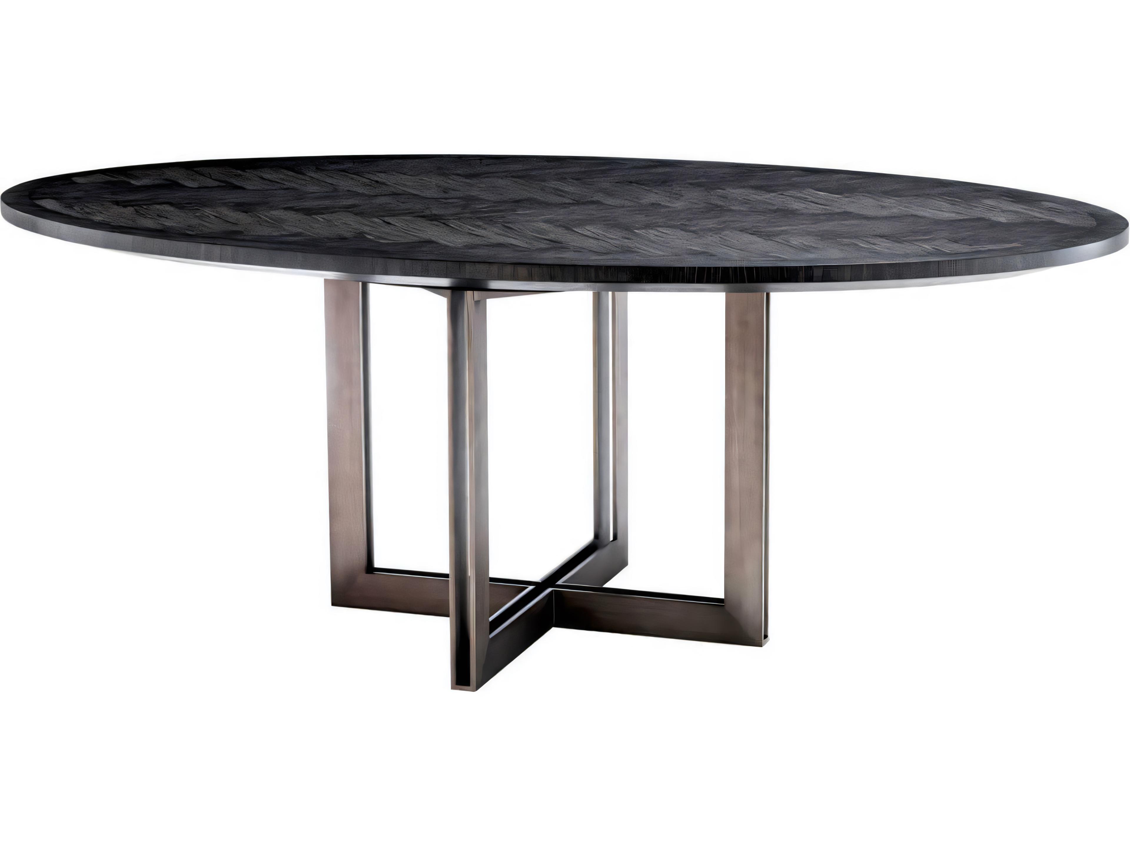 Melchior Oval Dining Table in Charcoal Oak Veneer