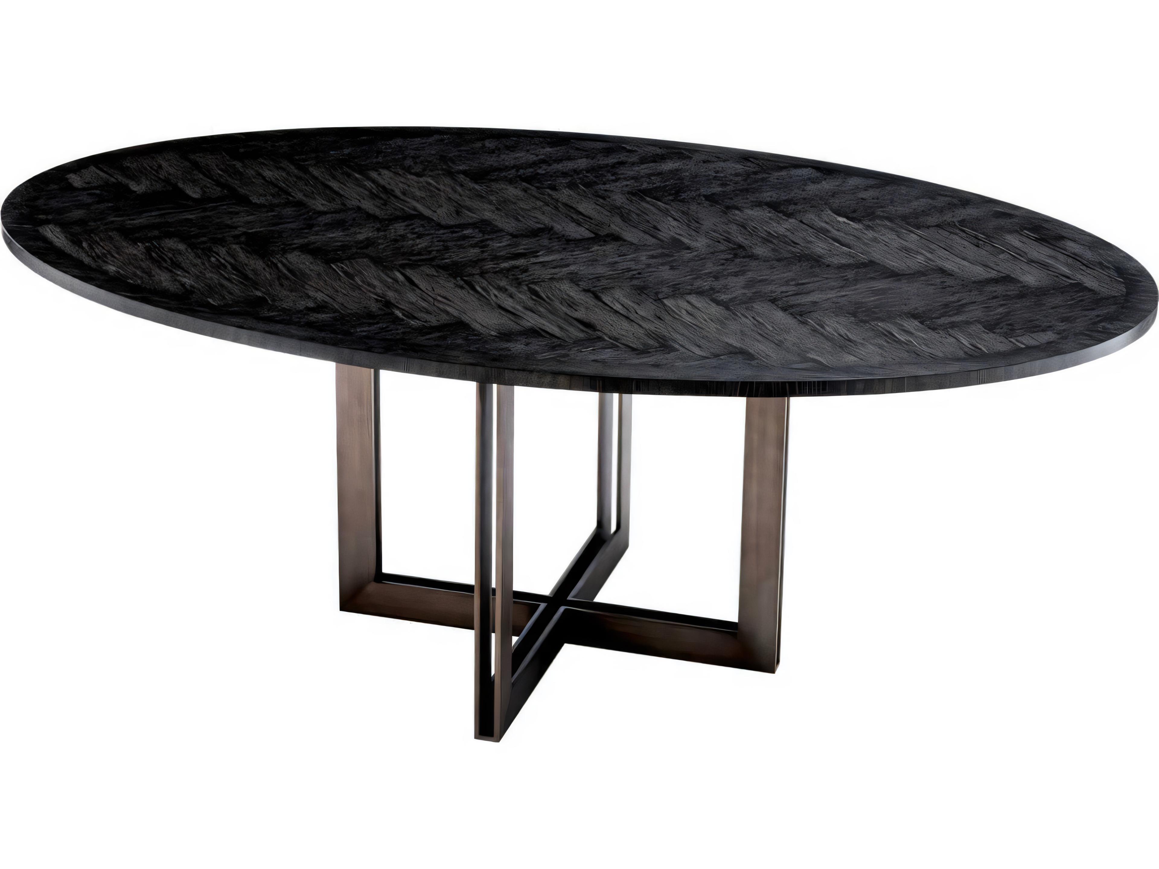 Eichholtz Melchior Oval Charcoal Oak Veneer Dining Table