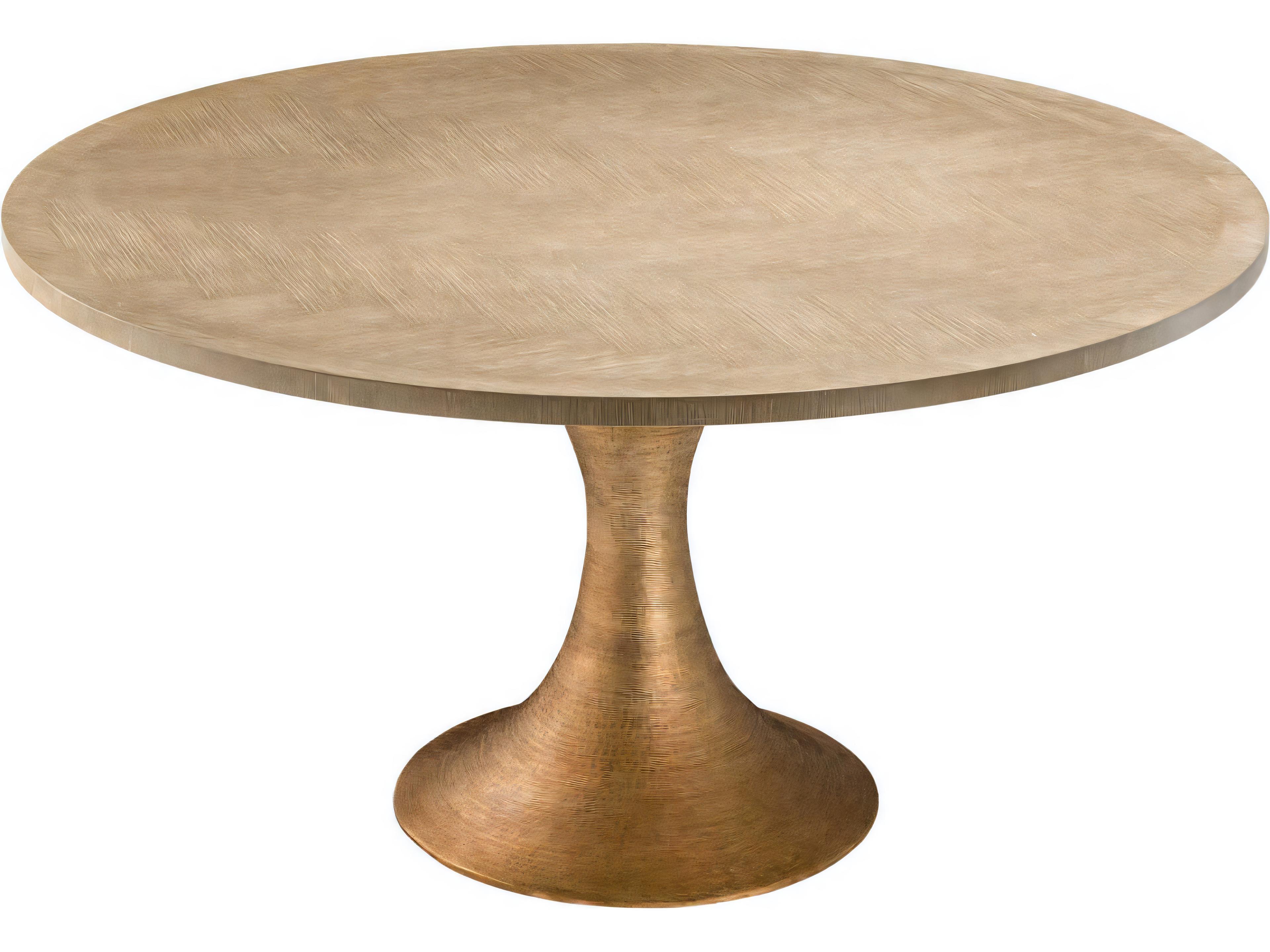 Eichholtz Melchior Round Washed Oak Veneer Dining Table
