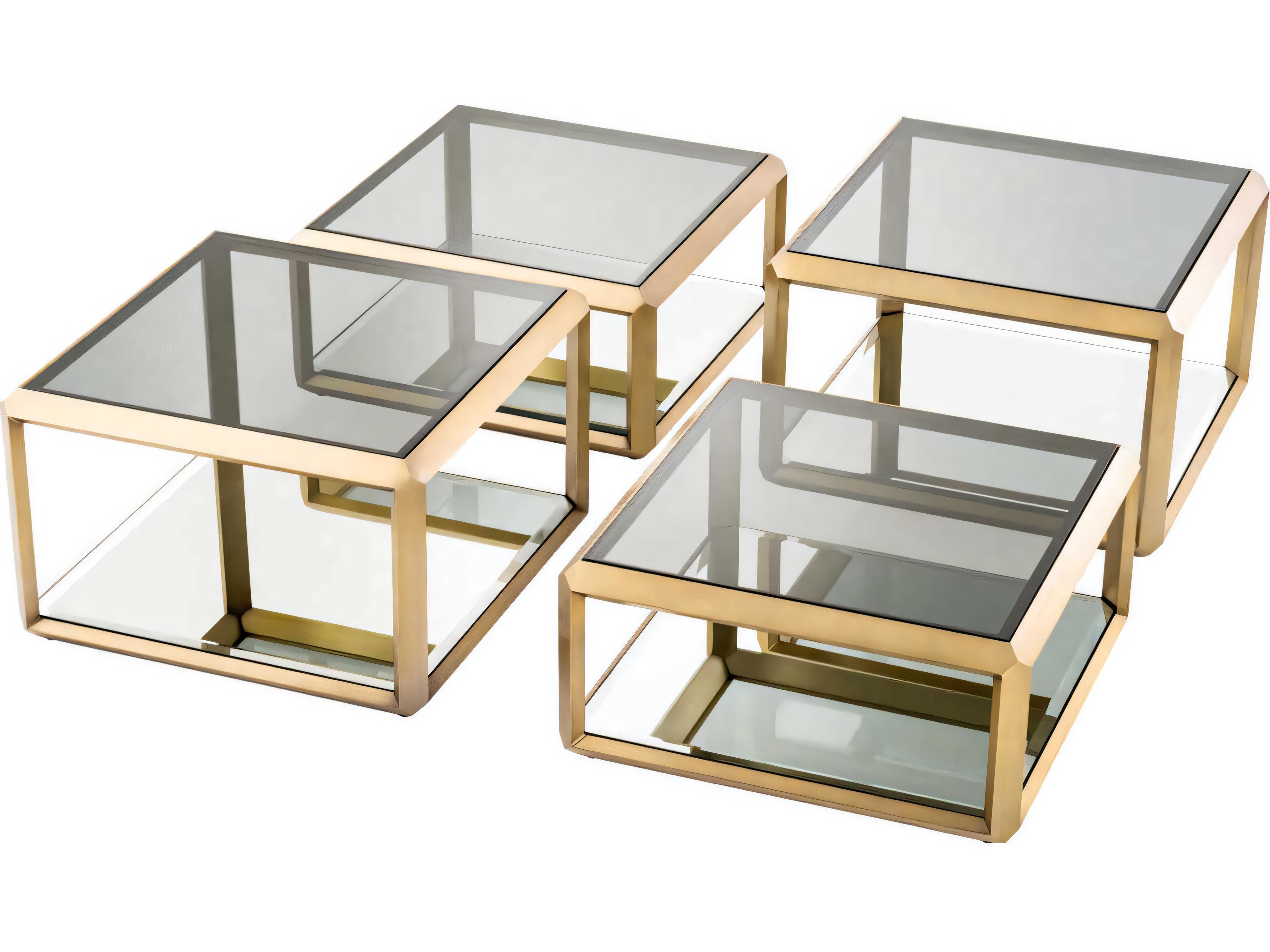 Eichholtz Callum Brushed Brass Set of 4 Coffee Table