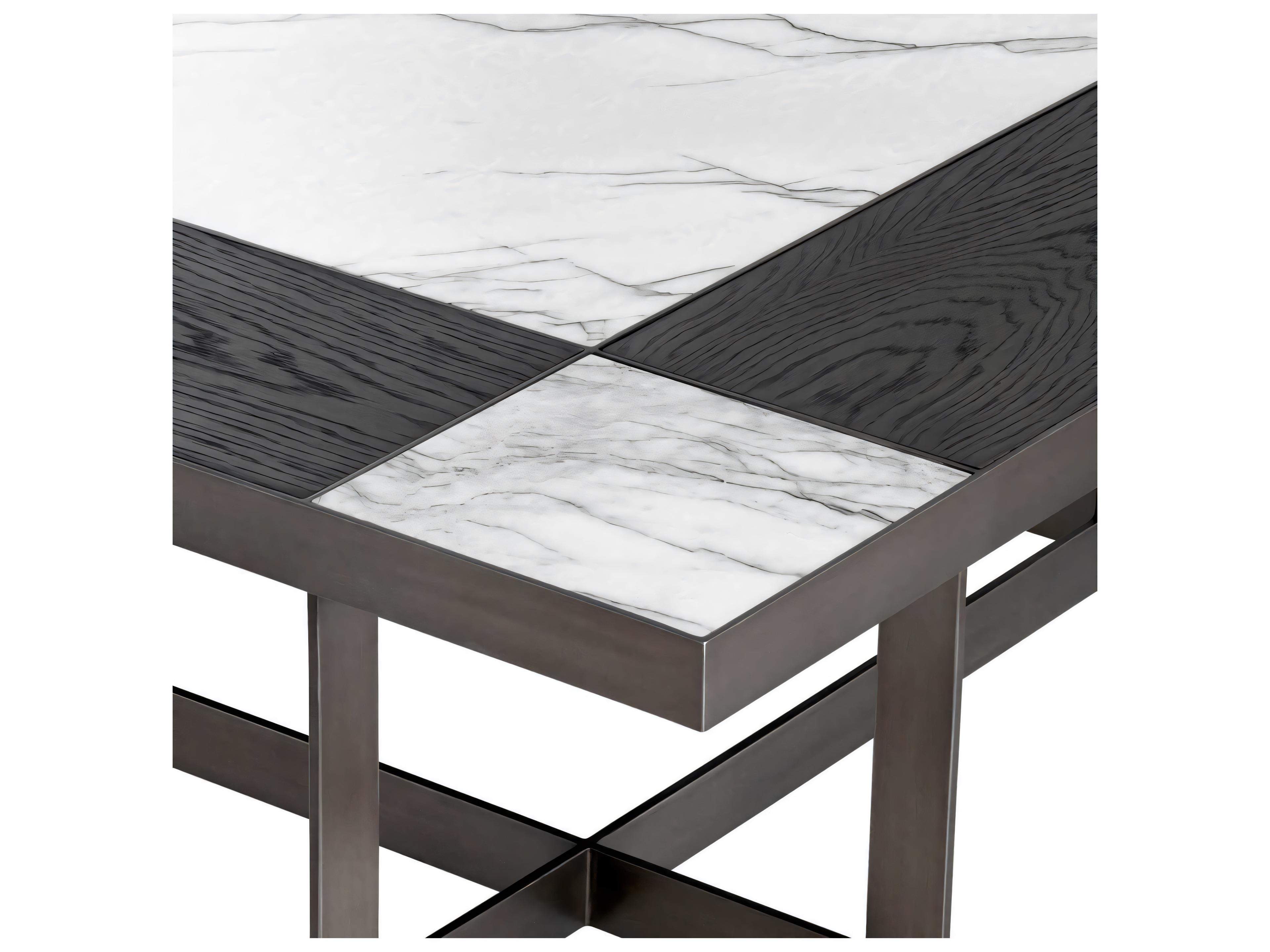 Eichholtz Hermoza Mocha Crown Oak Veneer Bronze Coffee Table