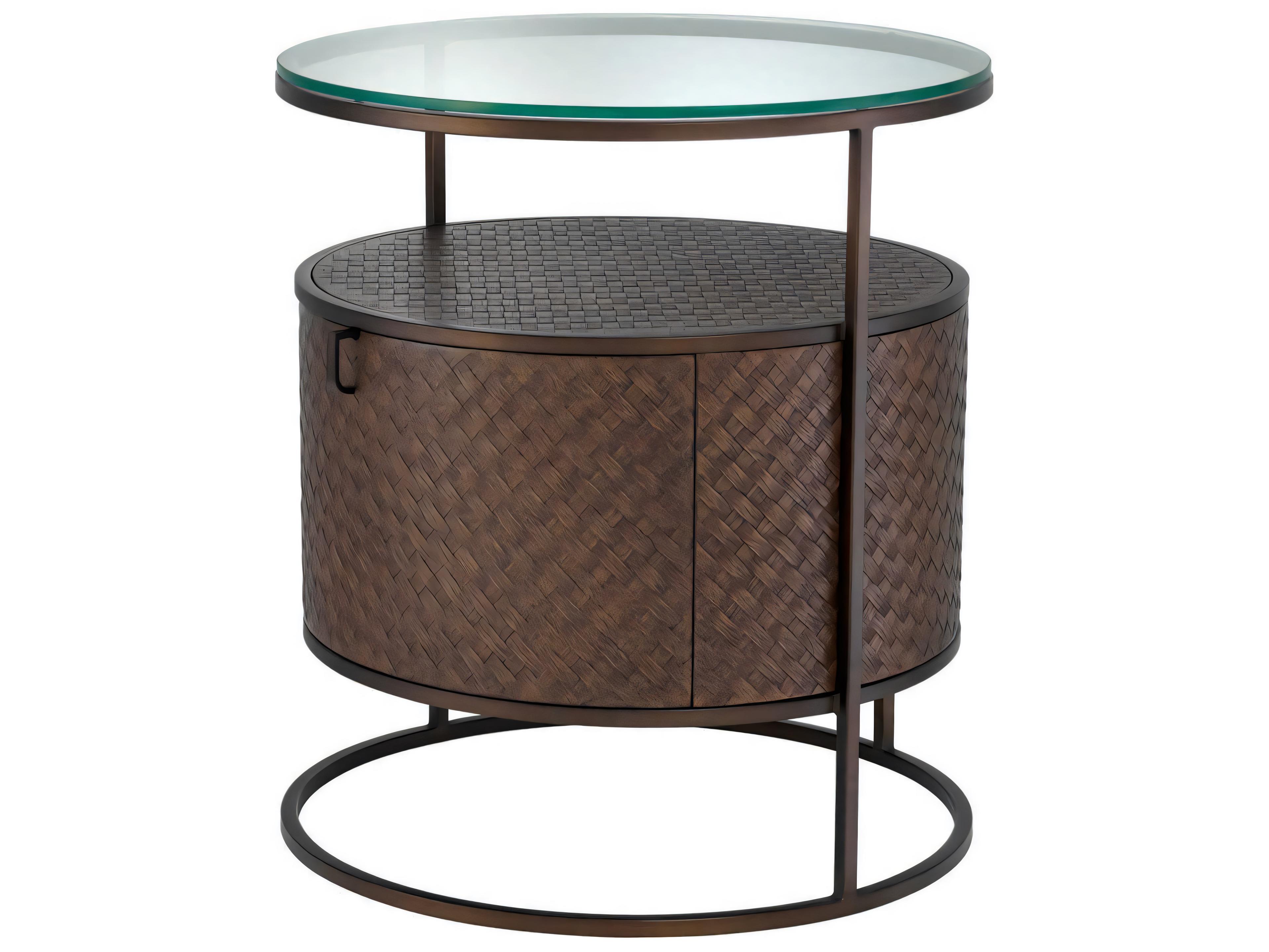 Napa Valley Nightstand Woven Oak Veneer Bronze Finish