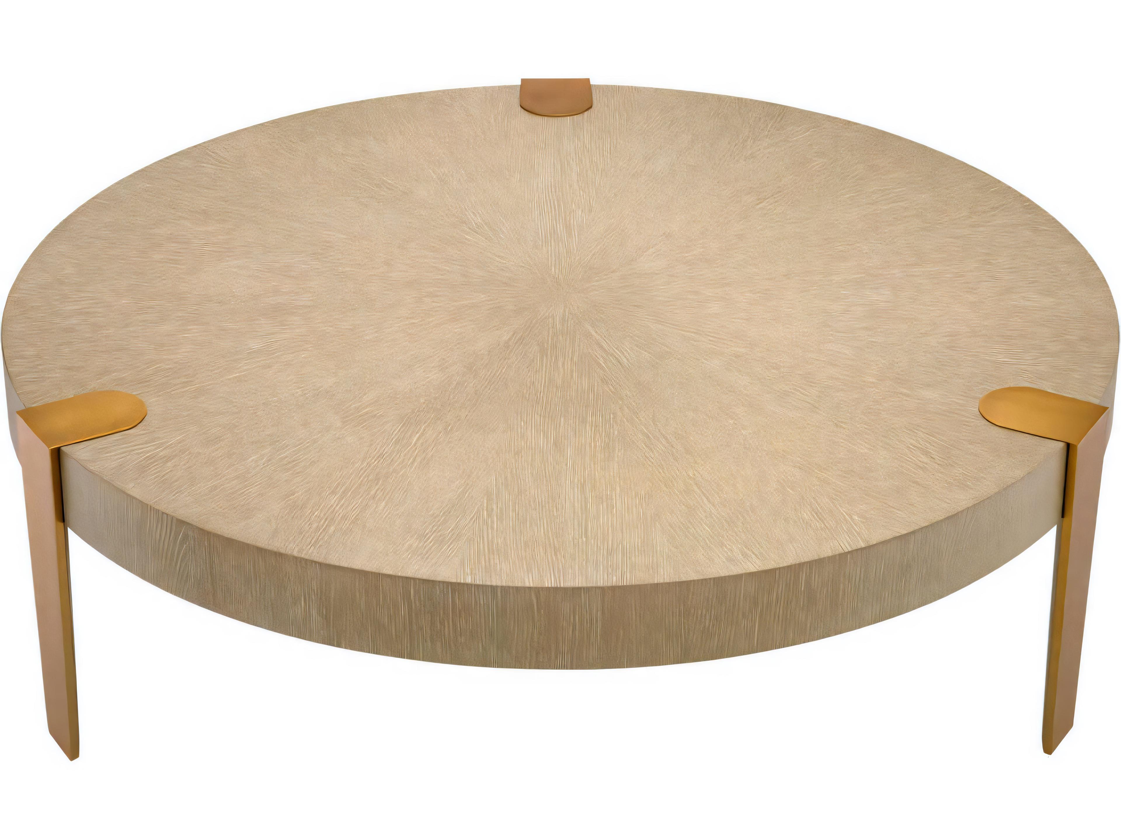 Eichholtz Oxnard Washed Oak Veneer Br Brass Coffee Table