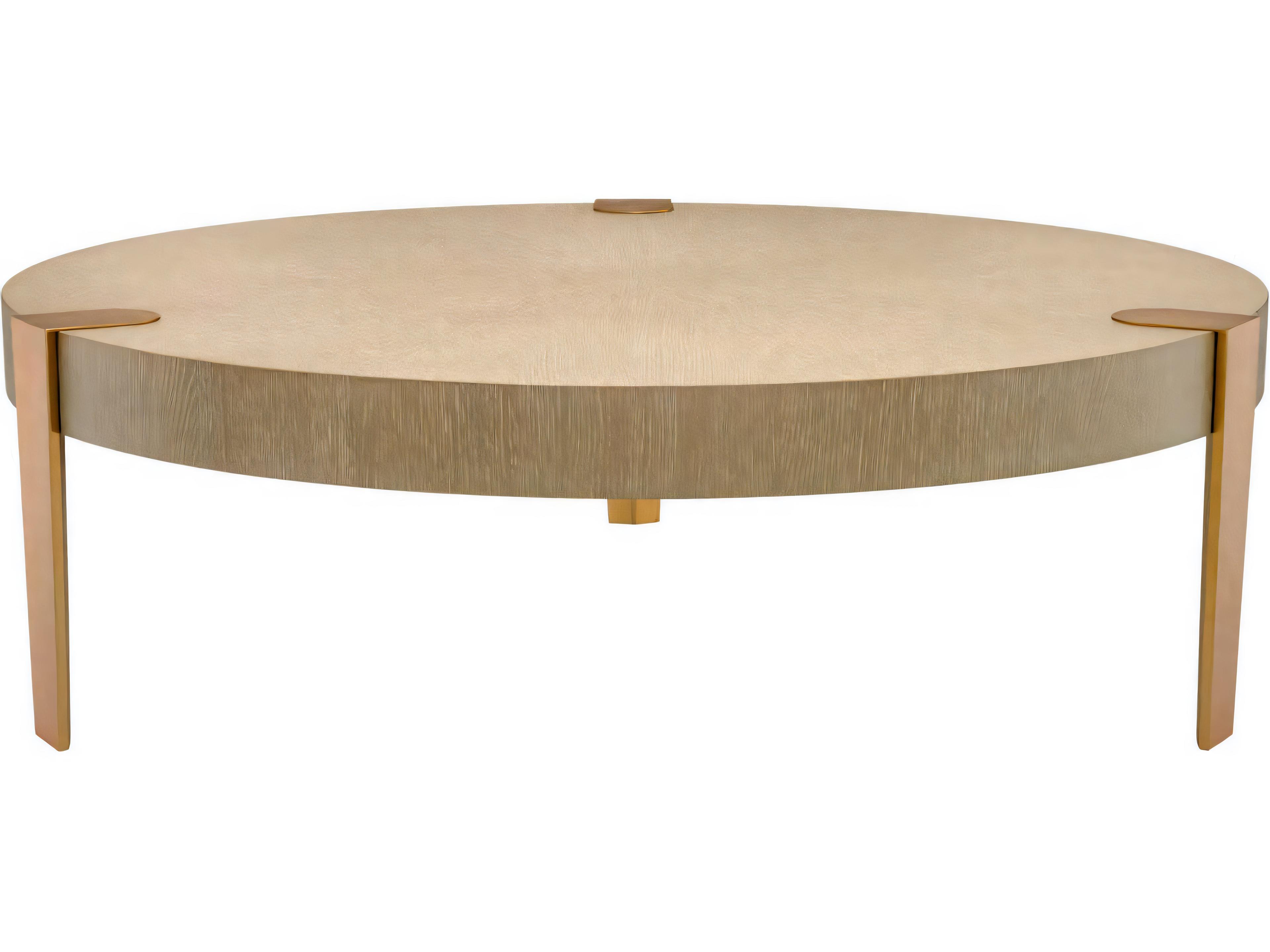 Eichholtz Oxnard Washed Oak Veneer Br Brass Coffee Table
