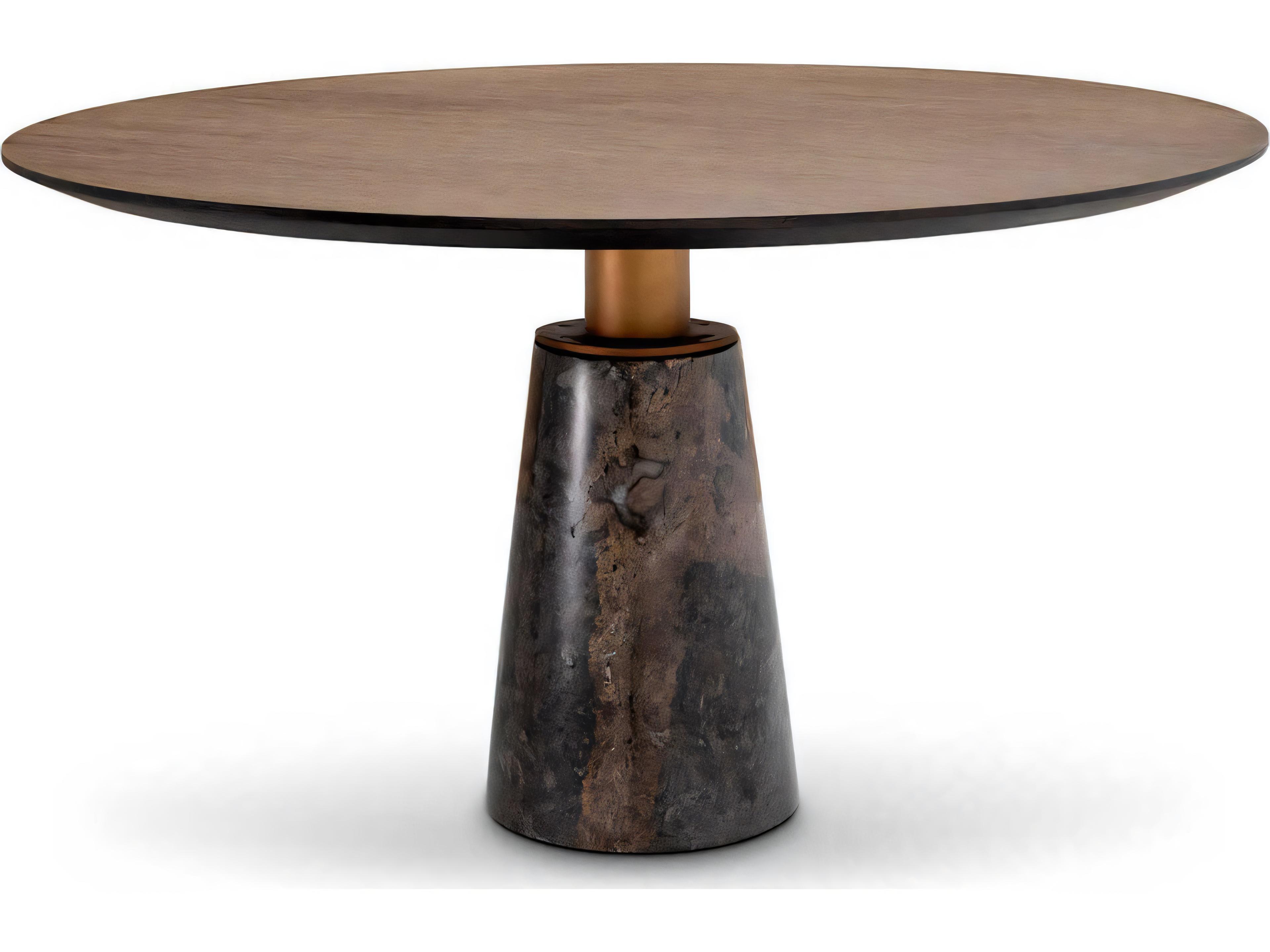 Genova Dining Table Round Mocha Oak Veneer