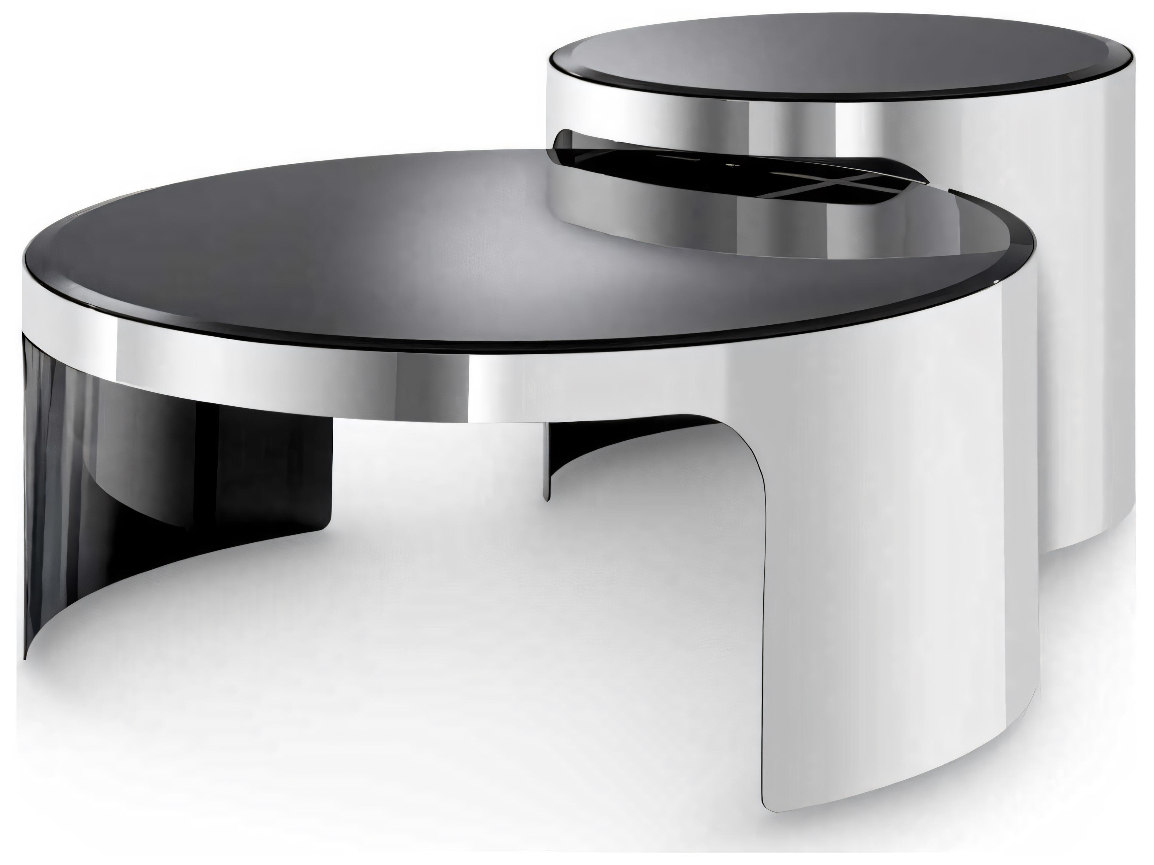 Piemonte Polished Ss Set of 2 Coffee Table