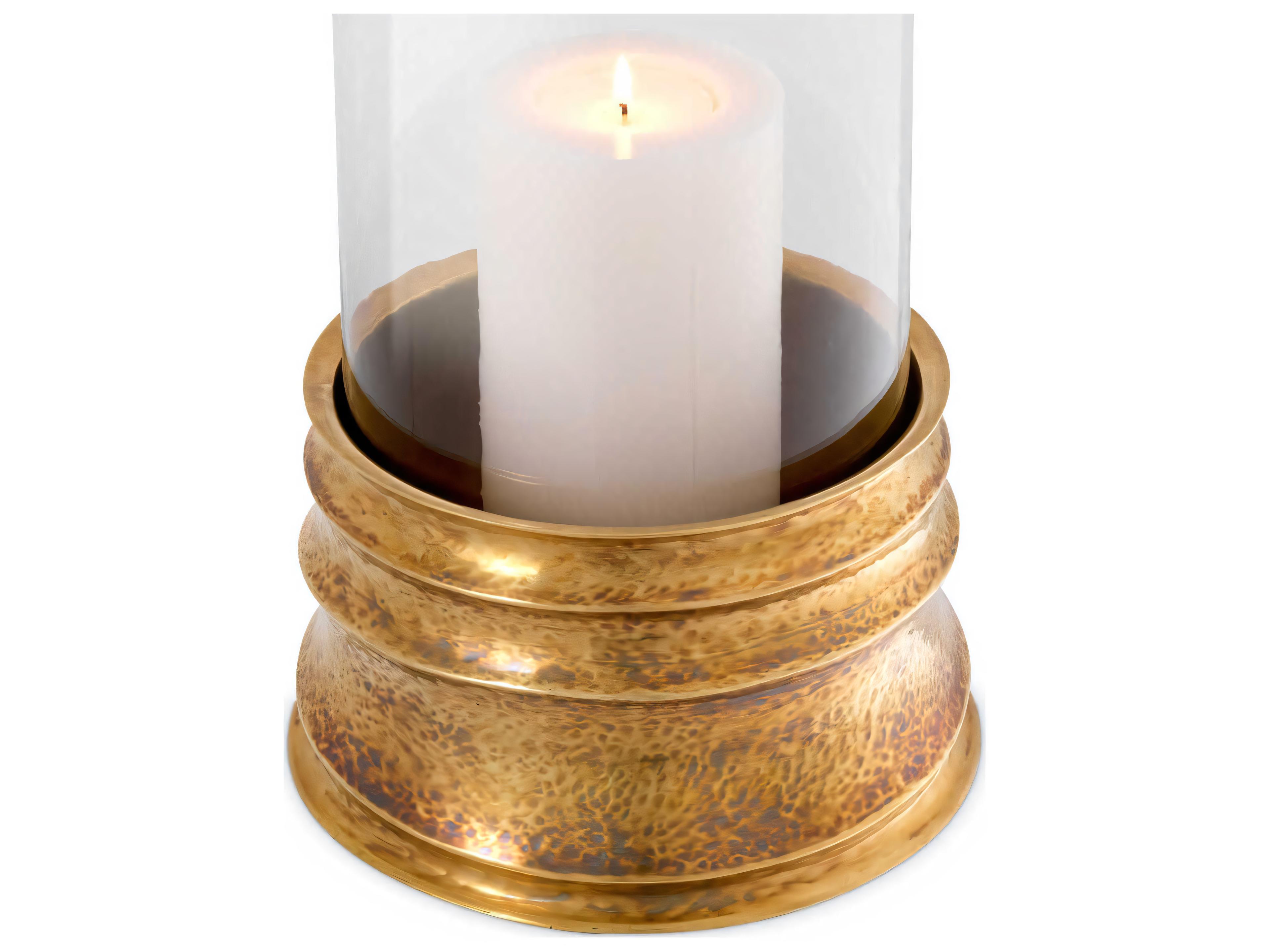 Eichholtz Gilardon Hammered Vintage Brass Hurricane