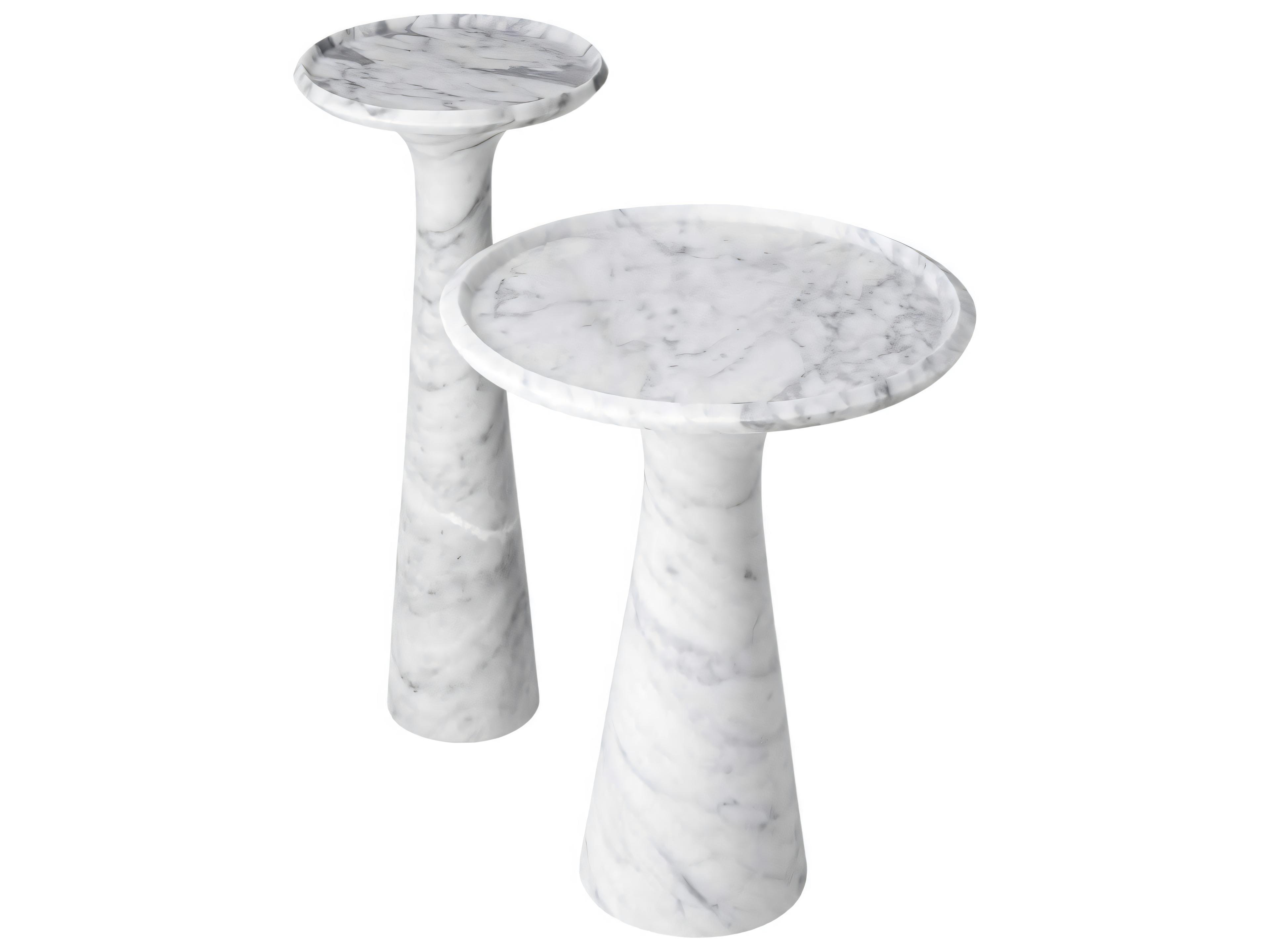 Eichholtz Pompano High White Carrera Marble Side Table