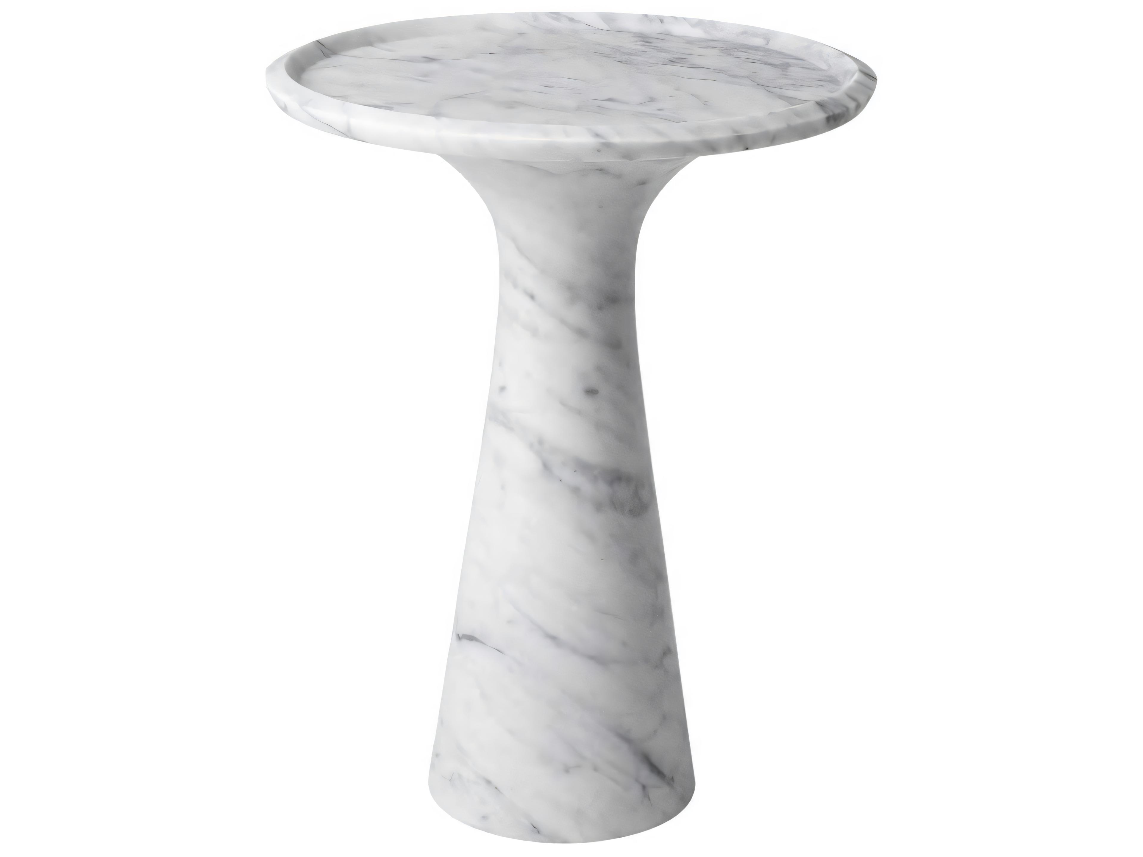 Pompano Low White Carrera Marble Side Table