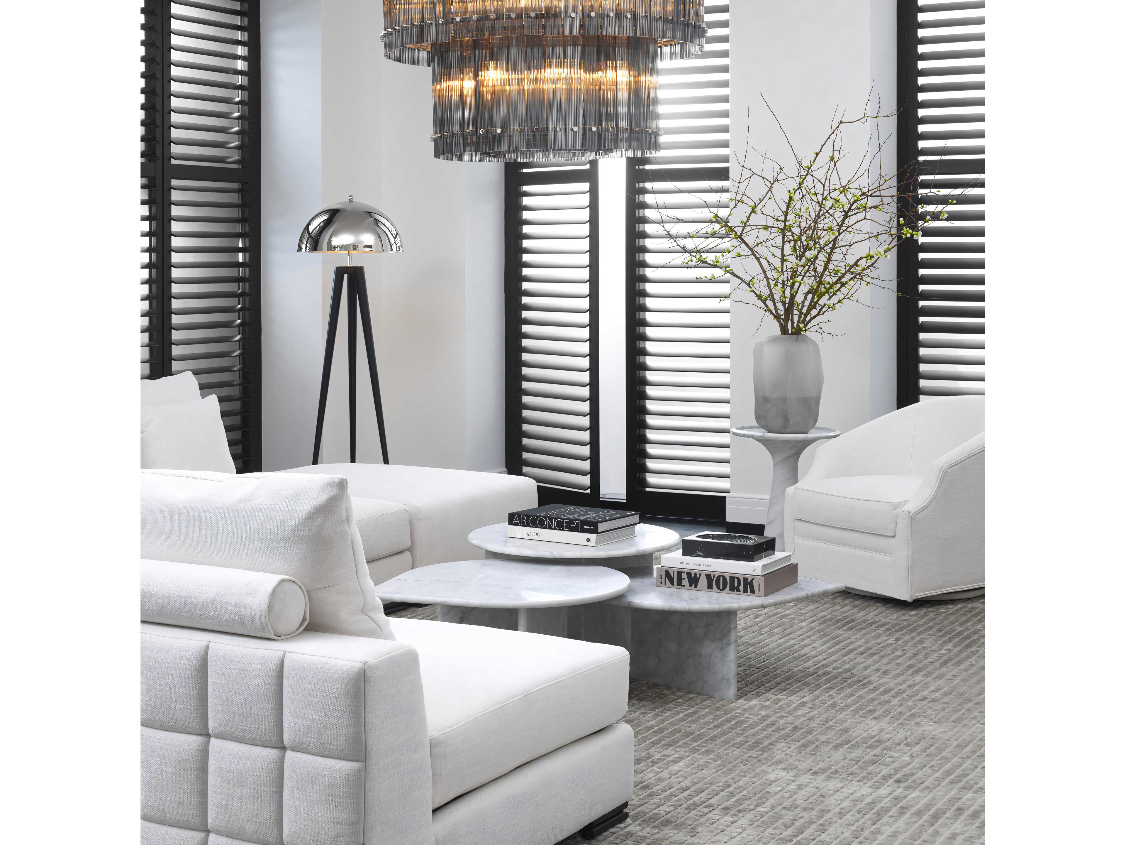 Eichholtz Pompano Low White Carrera Marble Side Table