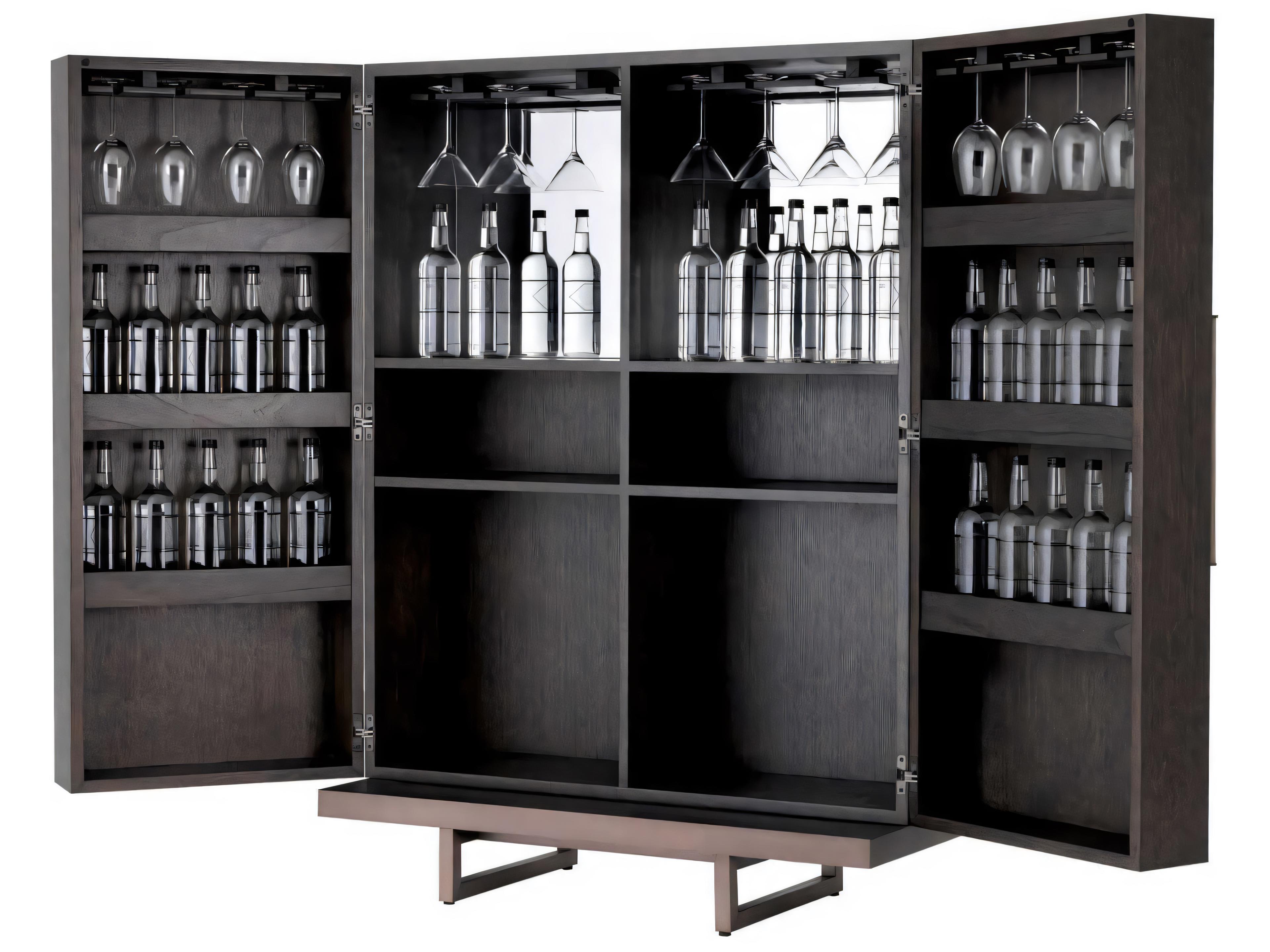 Eichholtz Harrison Mocha Str Oak Ven Med Bronze Bar Cabinet