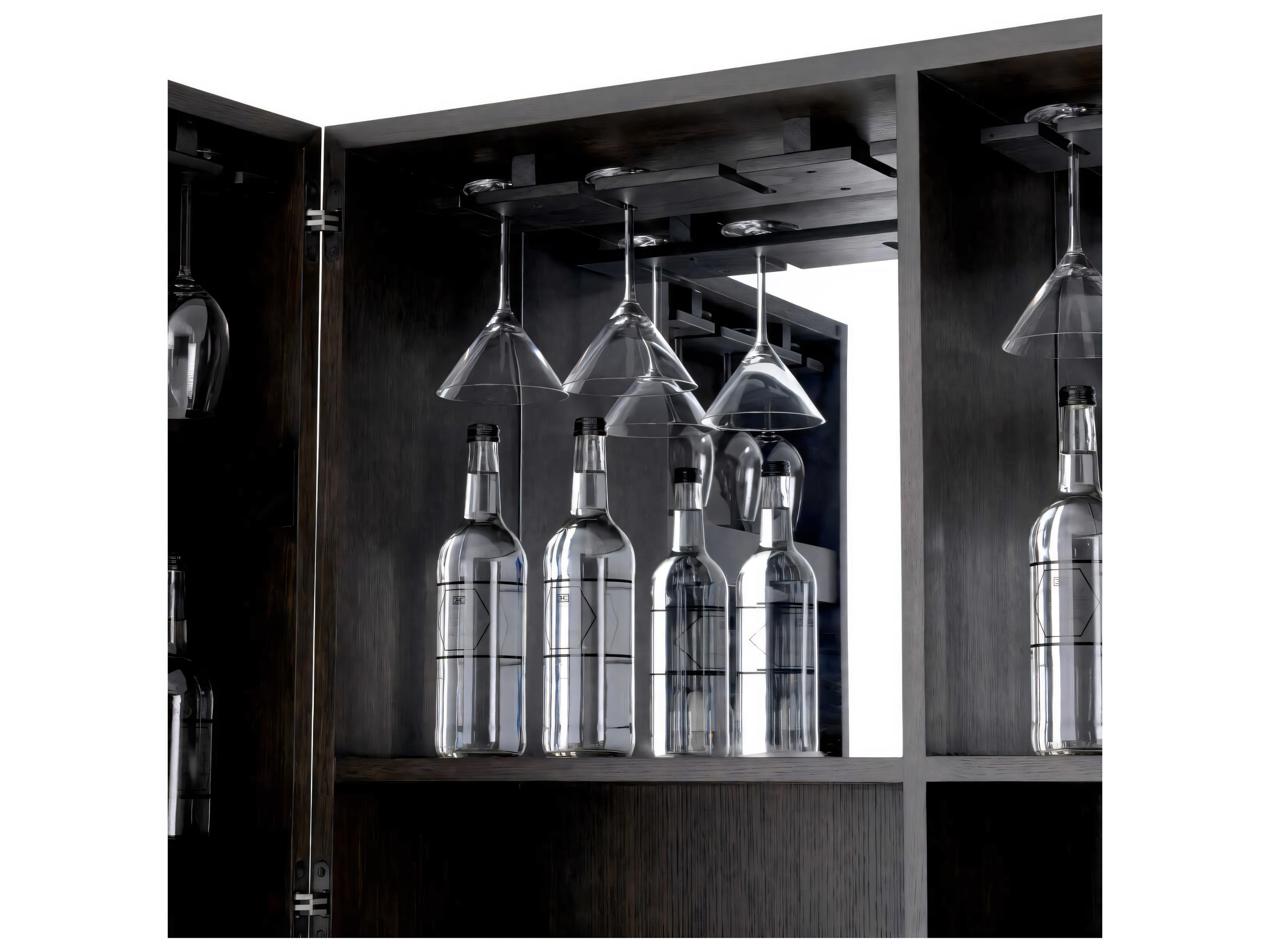 Eichholtz Harrison Mocha Str Oak Ven Med Bronze Bar Cabinet