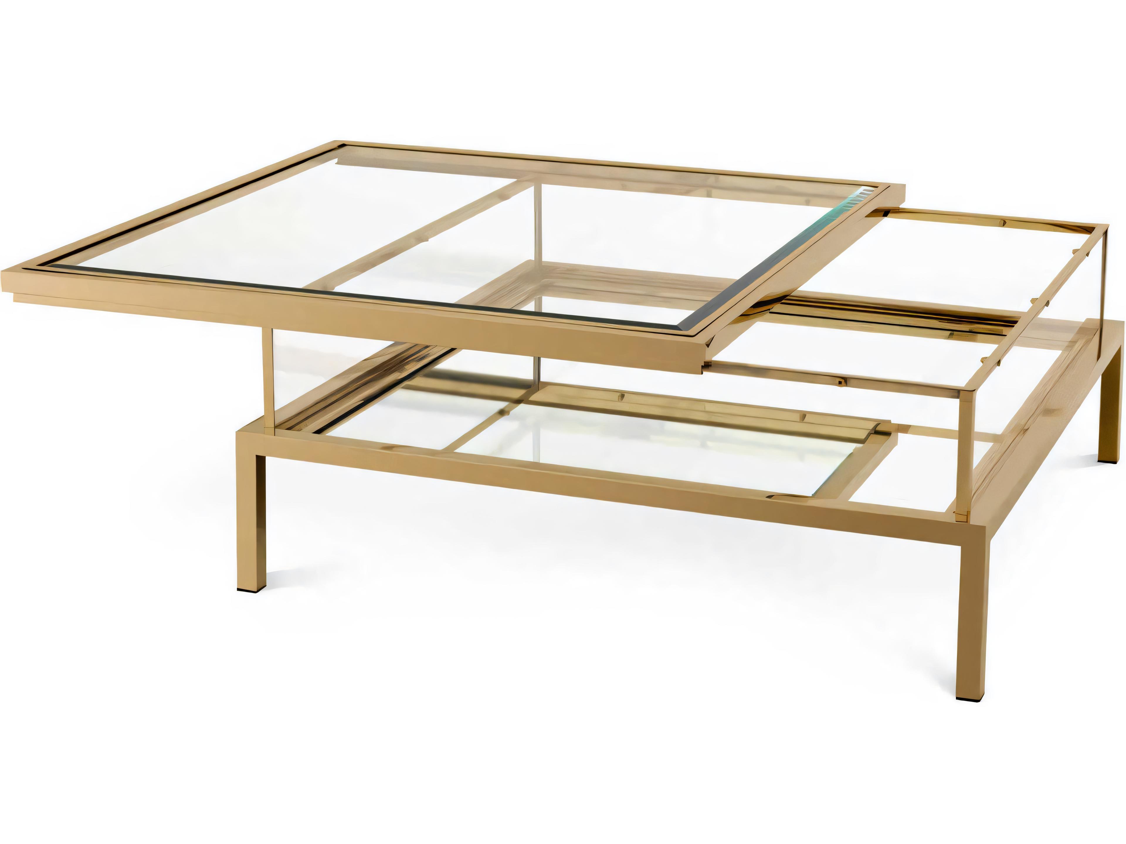 Harvey Sliding Top Brushed Brass Coffee Table
