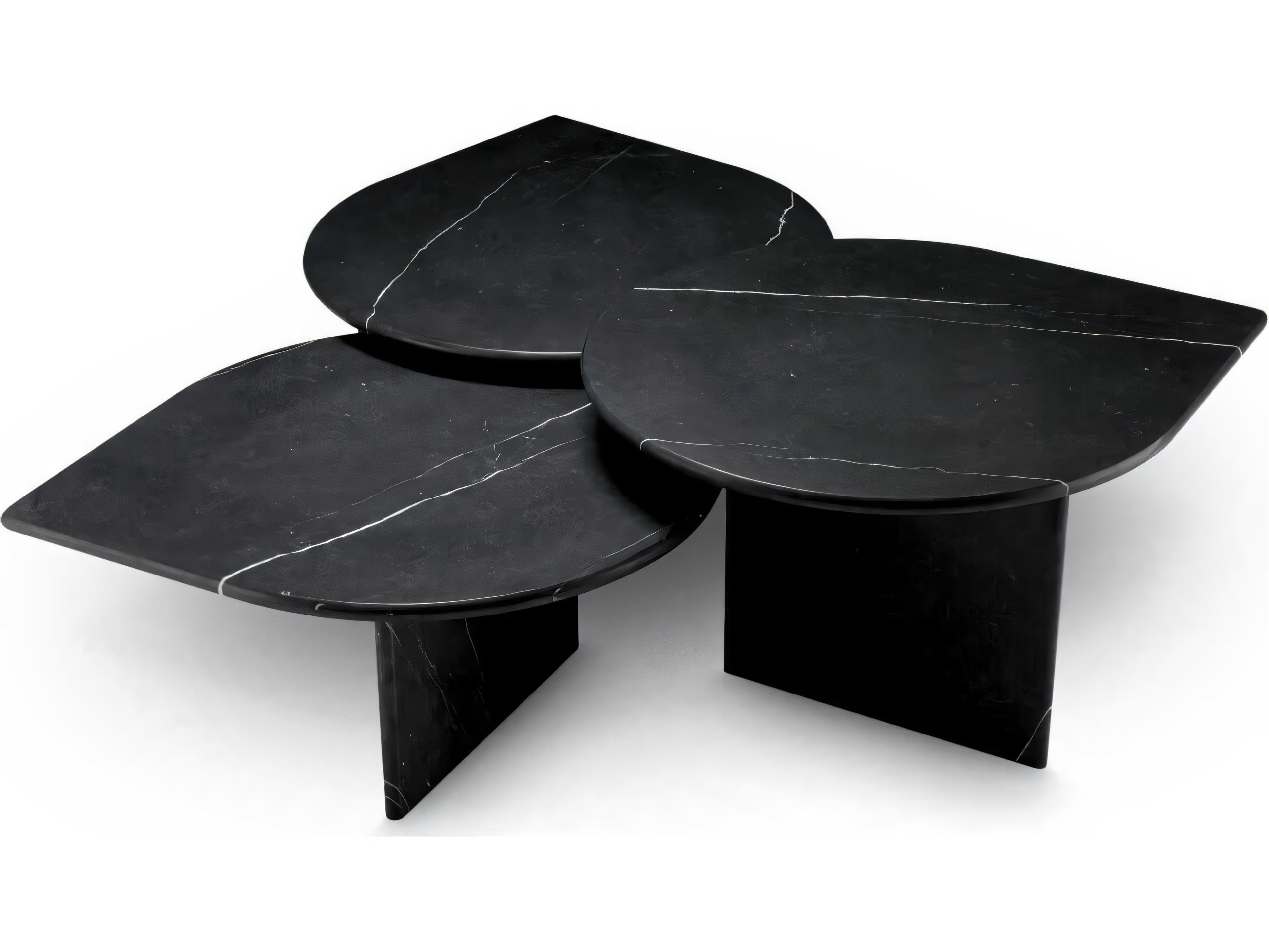 Eichholtz Naples Honed Black Marble Set of 3 Coffee Table