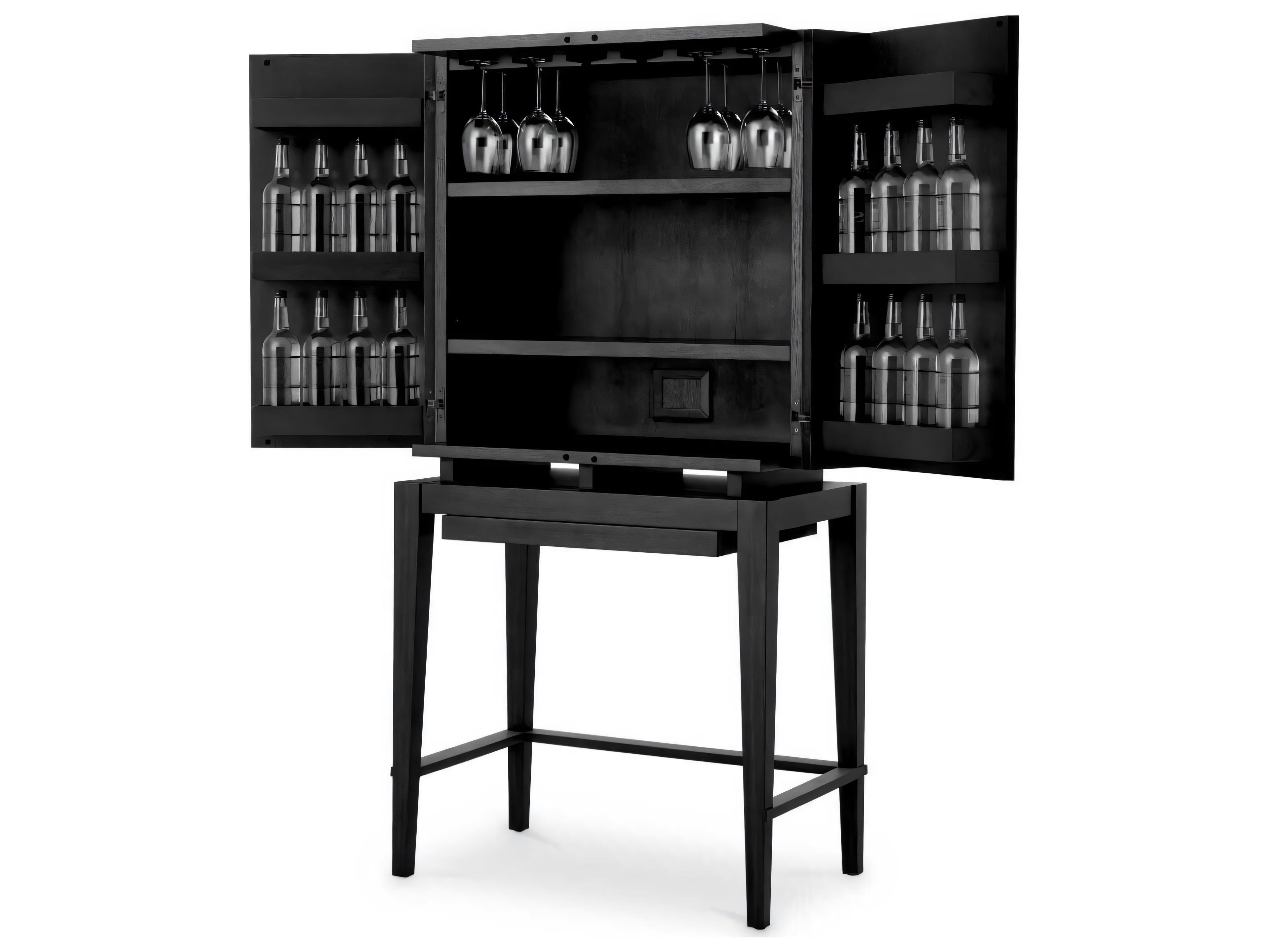 Eichholtz Dimitrios Charcoal Grey Oak Veneer Bar Cabinet