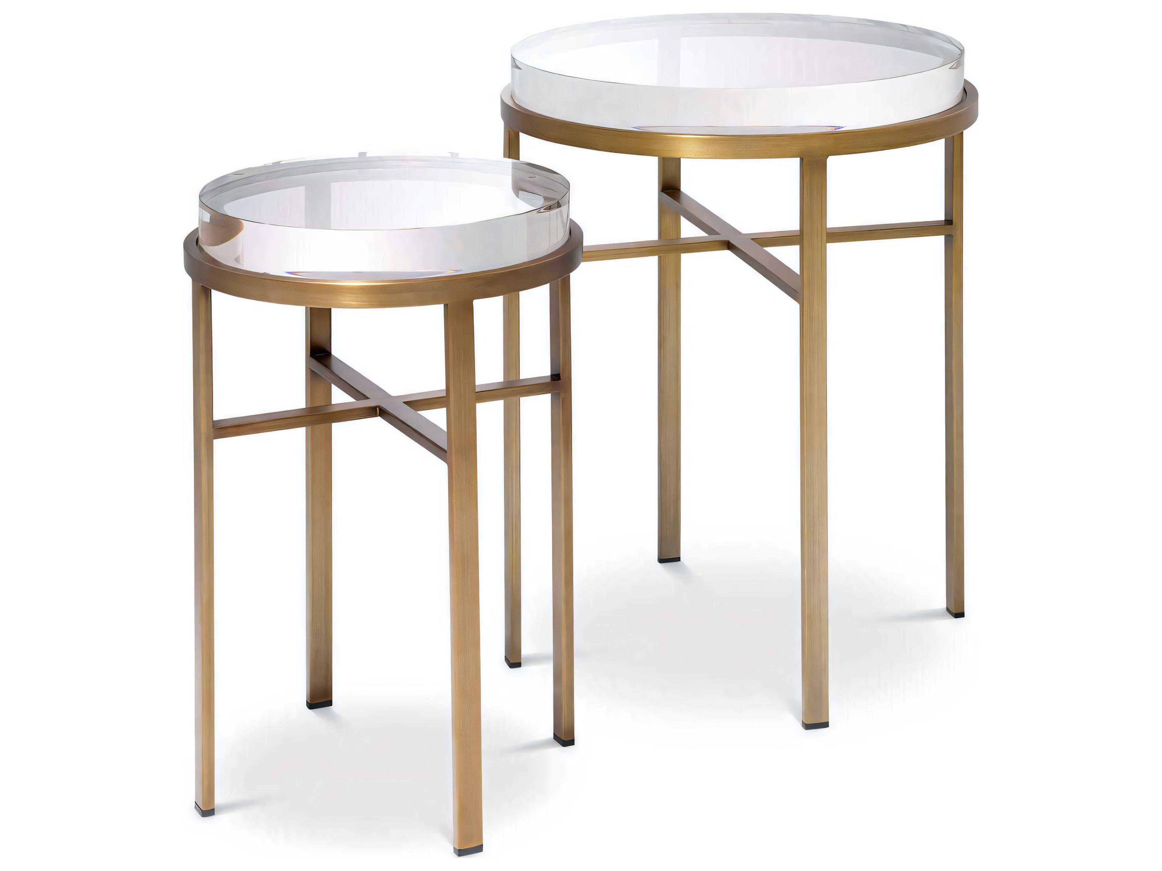 Hoxton Side Table Set of 2 Brushed Brass and Glass