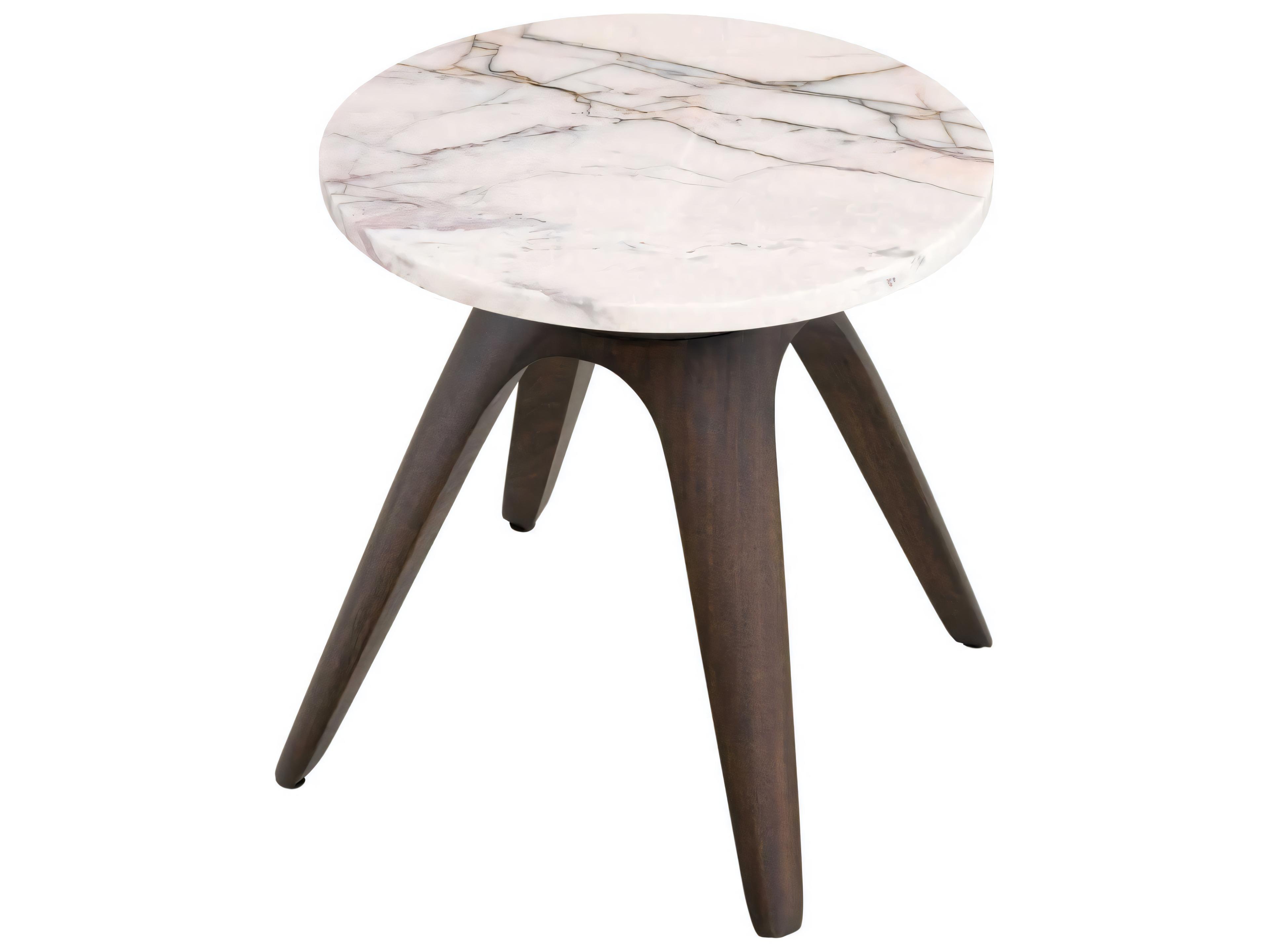 Eichholtz Borre Round Bianco Lilac Marble Side Table