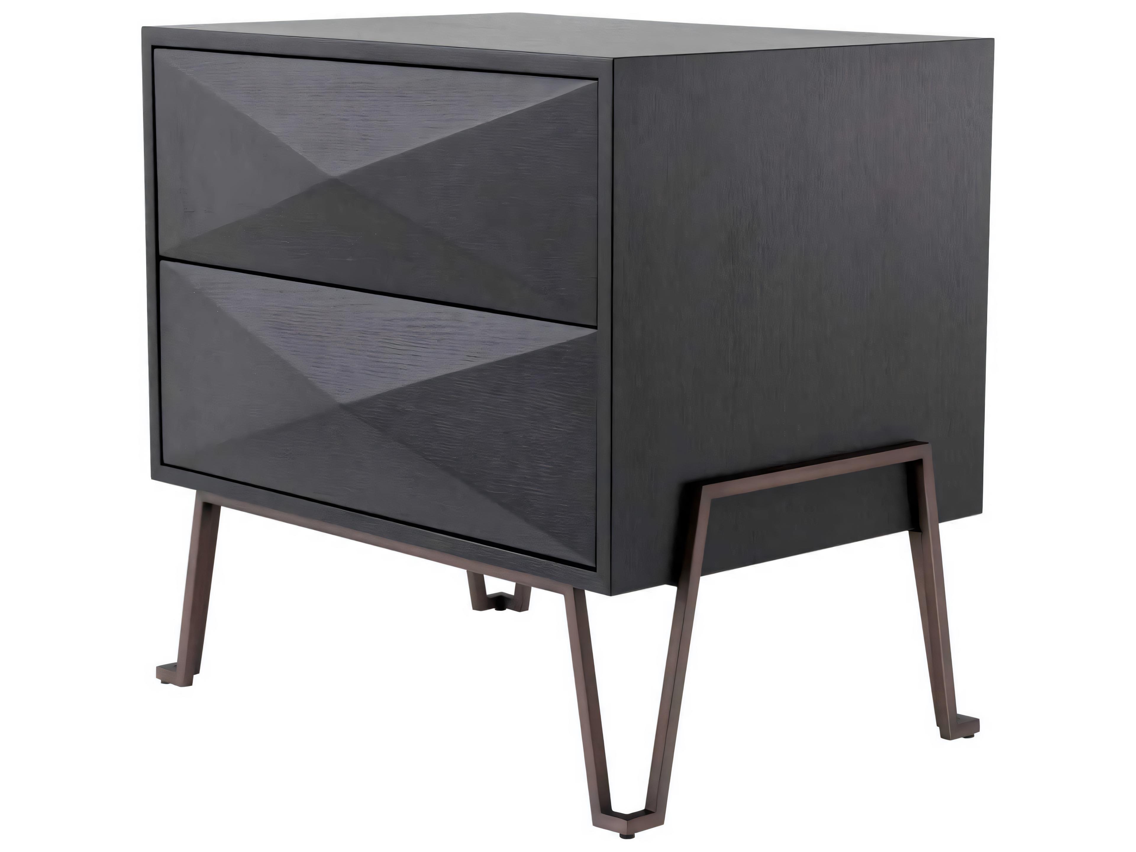 Eichholtz Highland Charcoal Brown Oak Veneer Nightstand