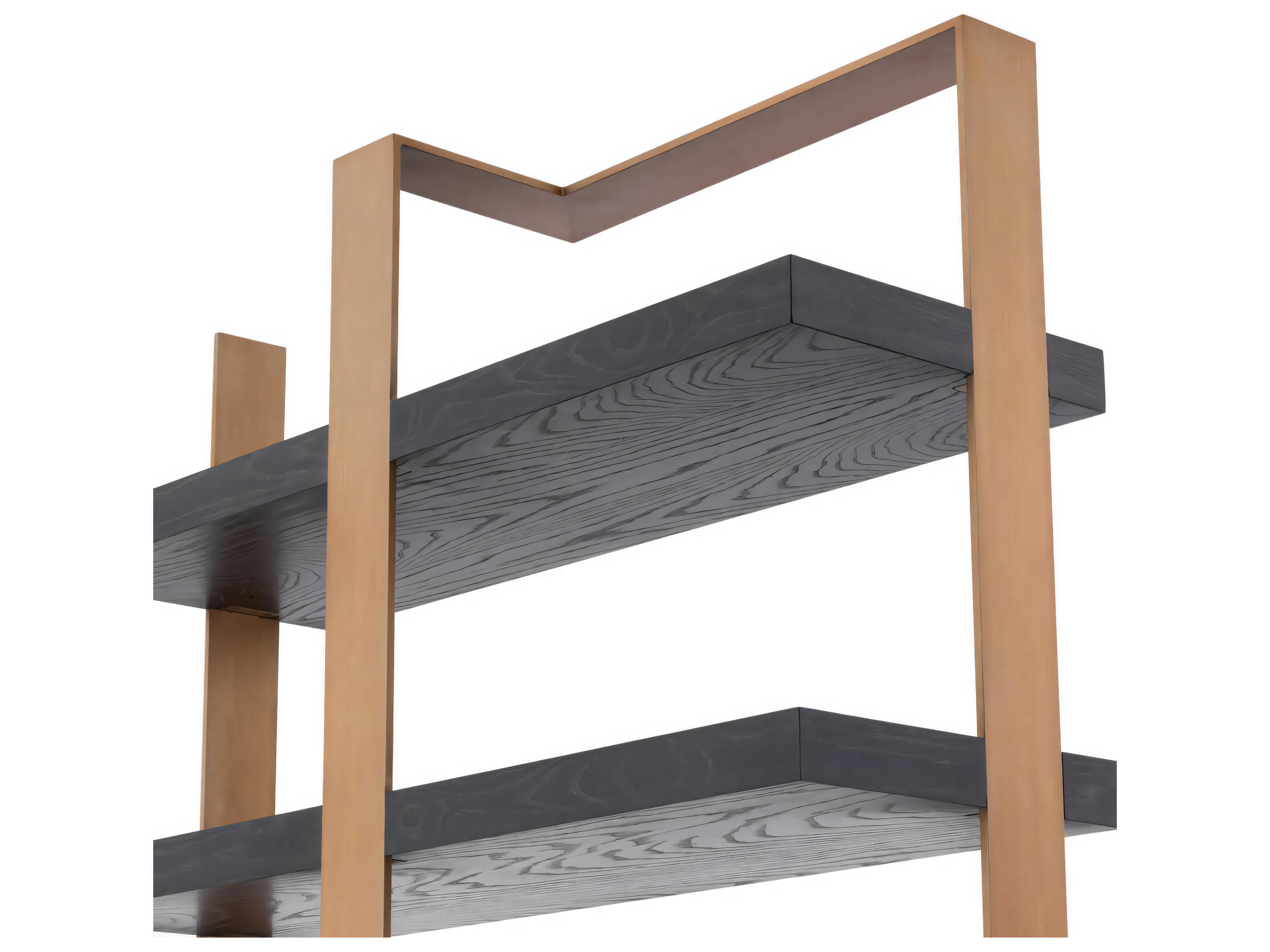 Eichholtz Geo Charcoal Grey Crown Oak Ven Br Brass Cabinet