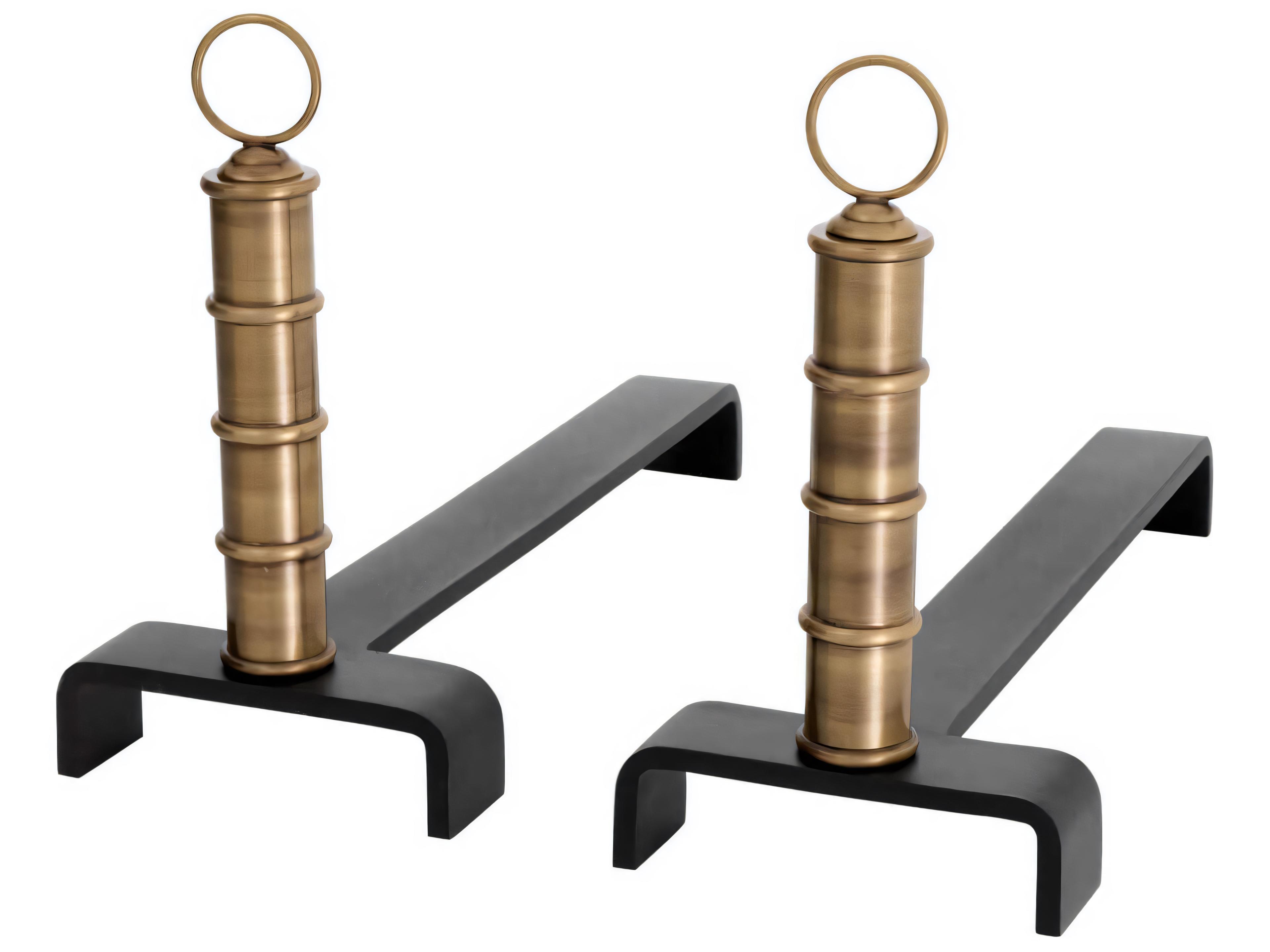 Eichholtz Vauxbons Vintage Brass Andiron Set of 2