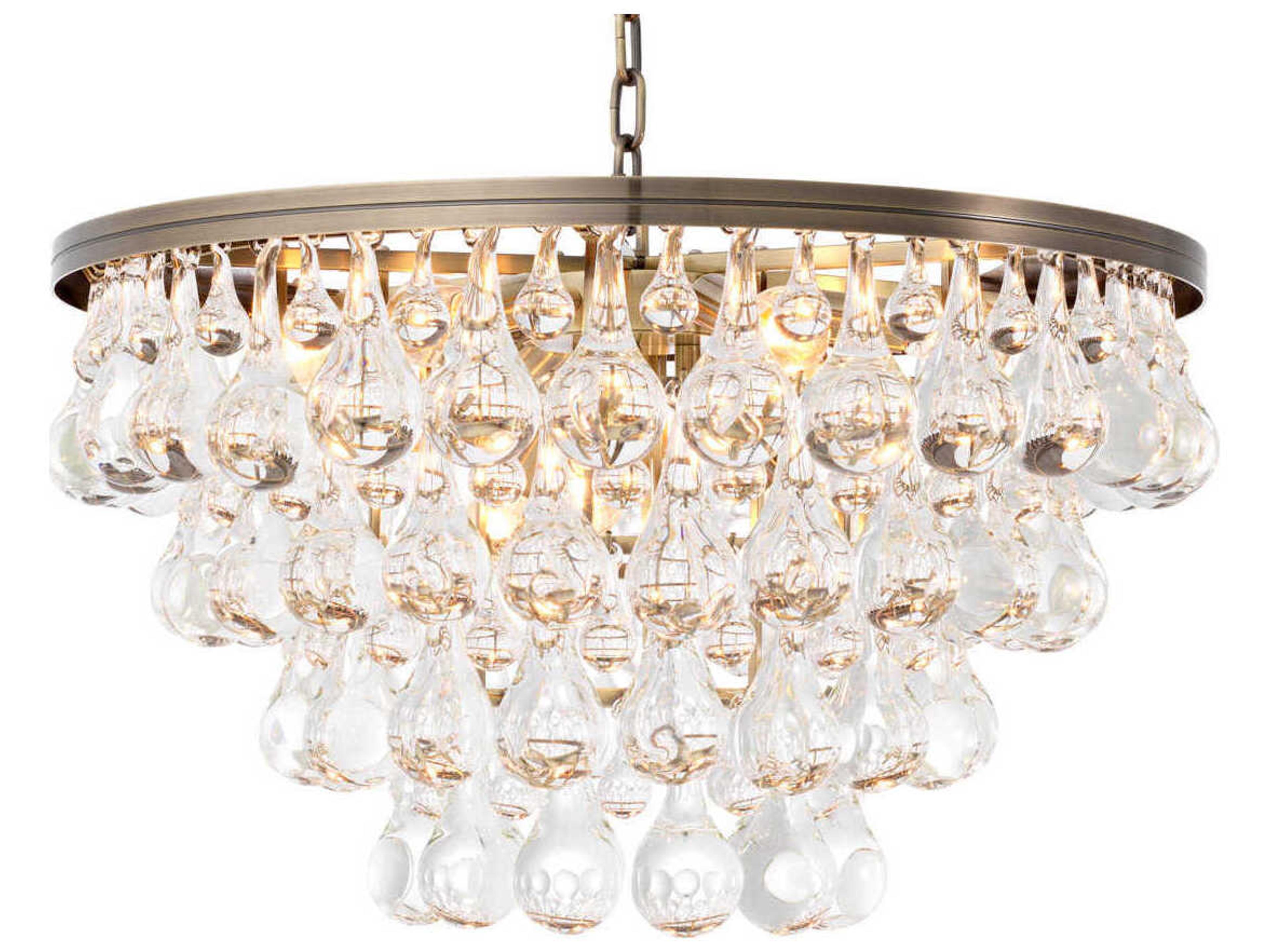 Bolzano Chandelier Light Brushed Brass Glass Drop