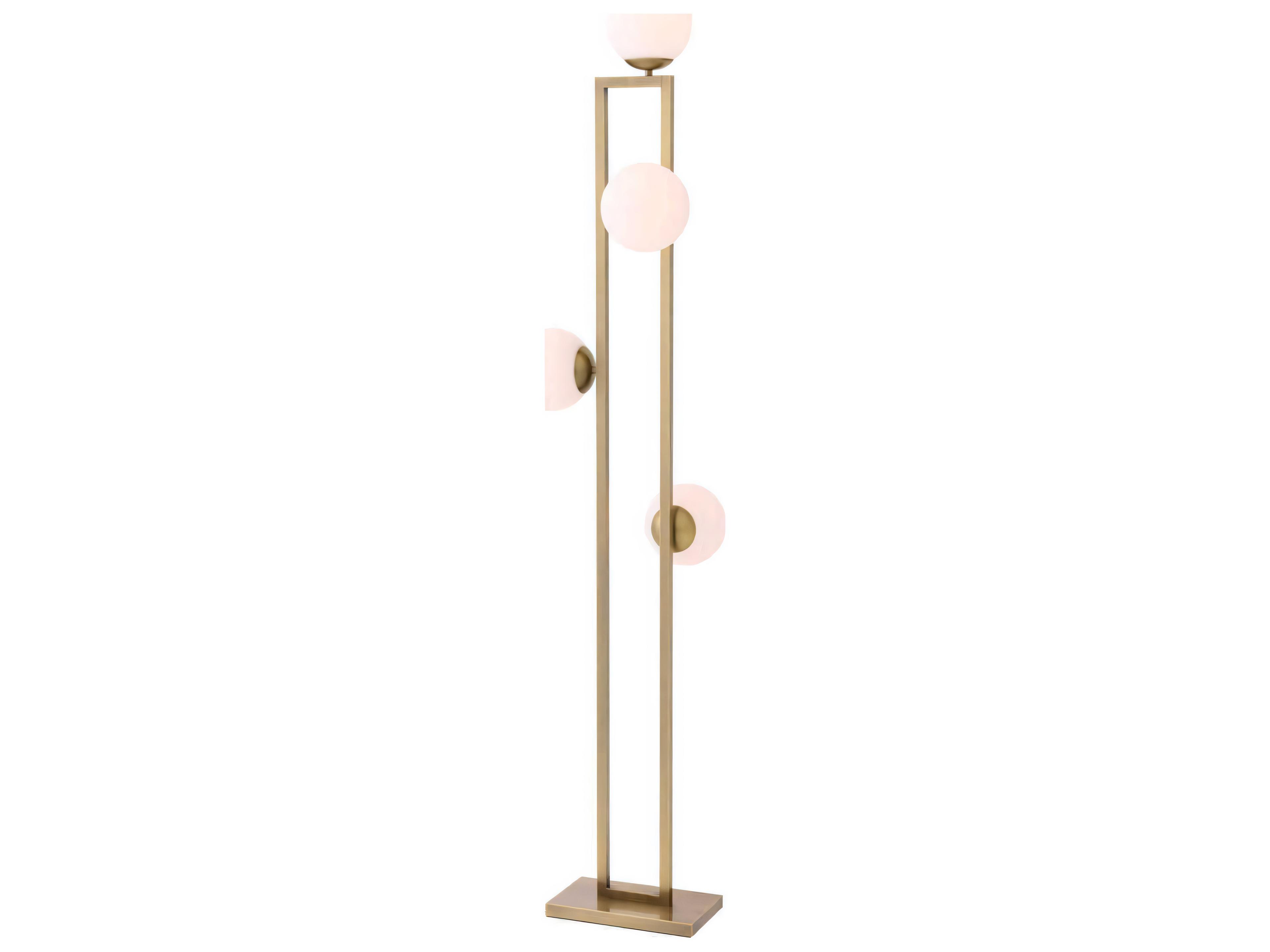 Pascal Floor Lamp Brushed Brass and White Glass