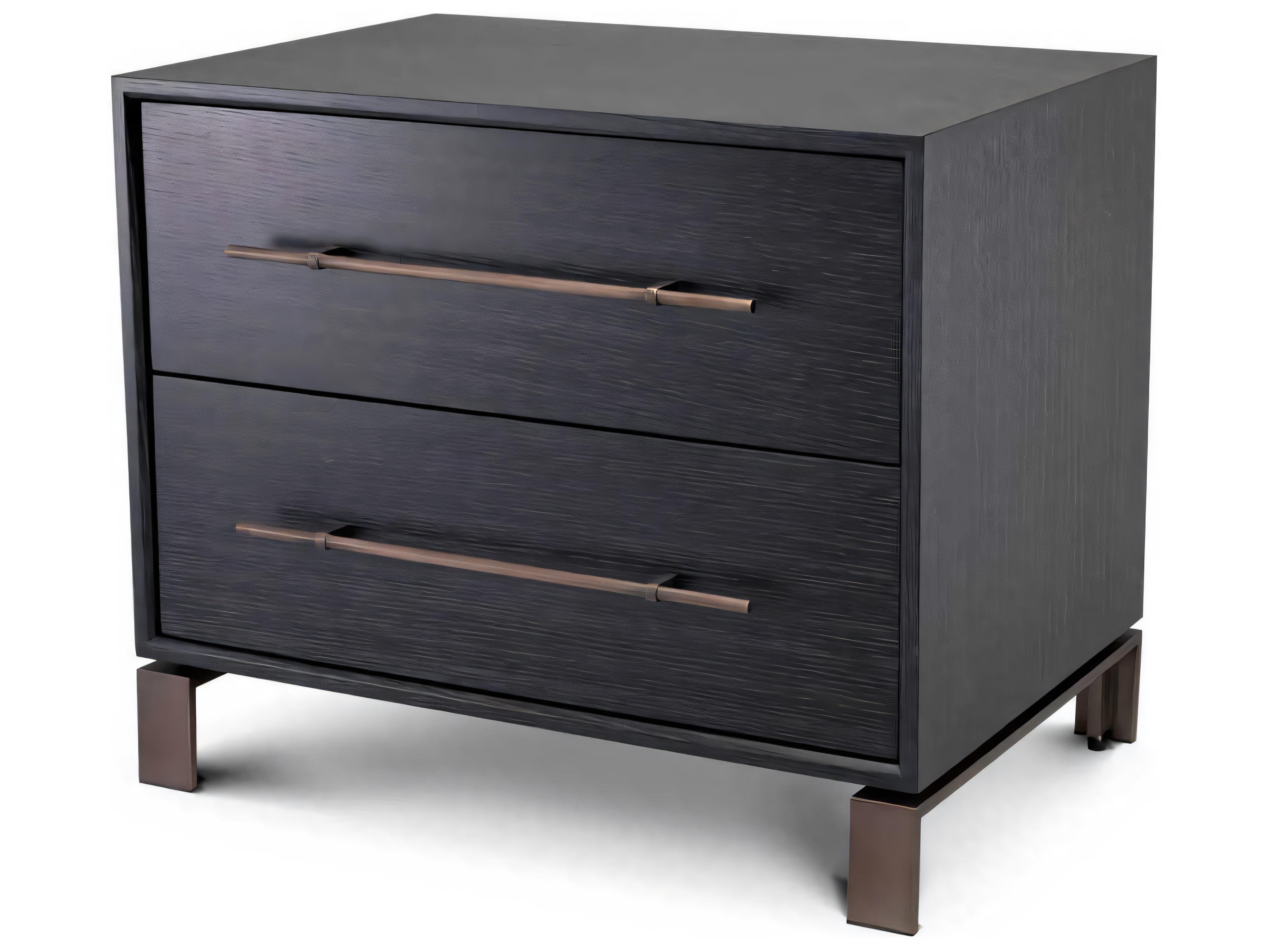 Eichholtz Canova Charcoal Grey Oak Veneer Nightstand