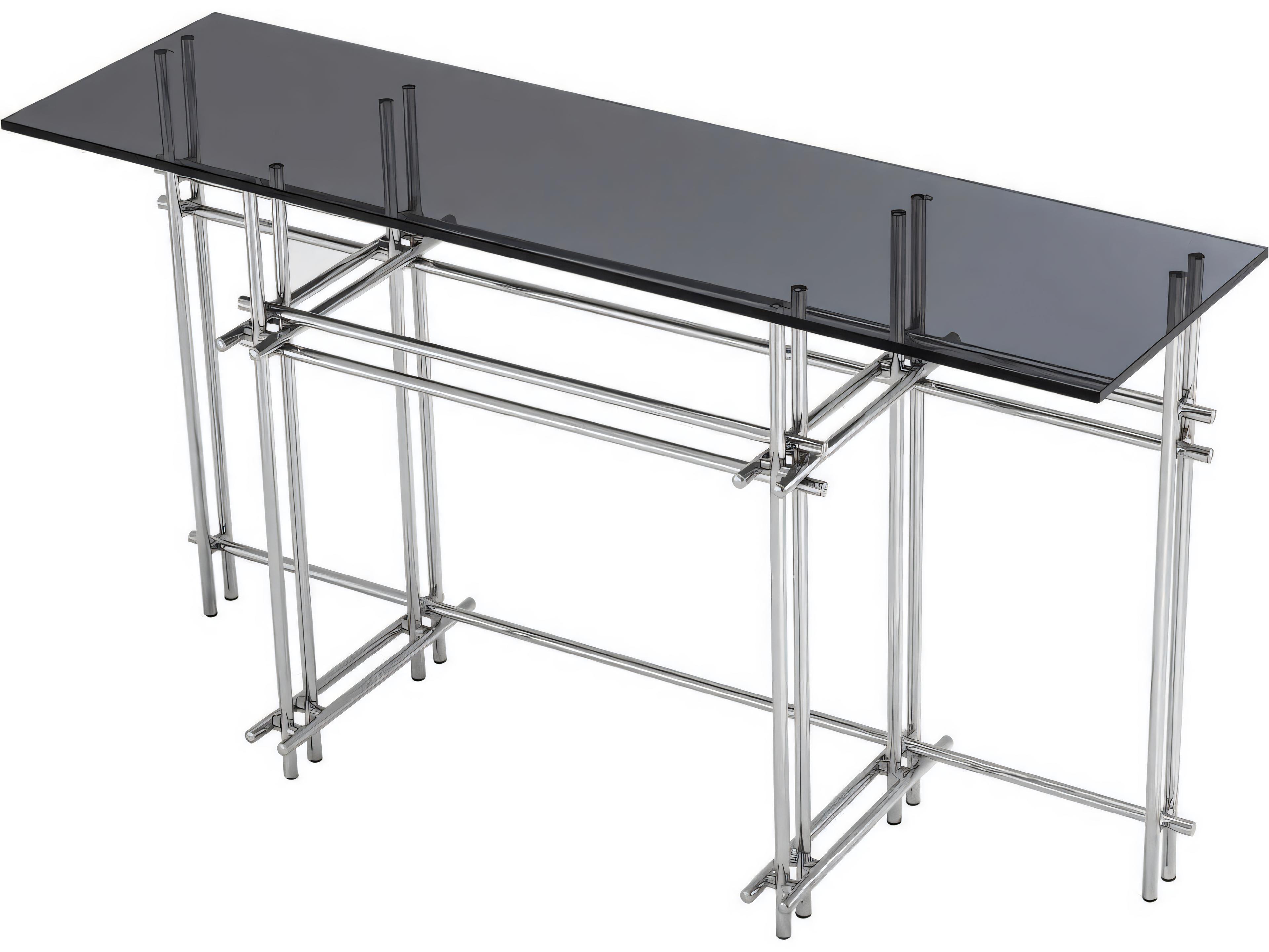 Eichholtz Quinn Polished Stainless Steel Console Table