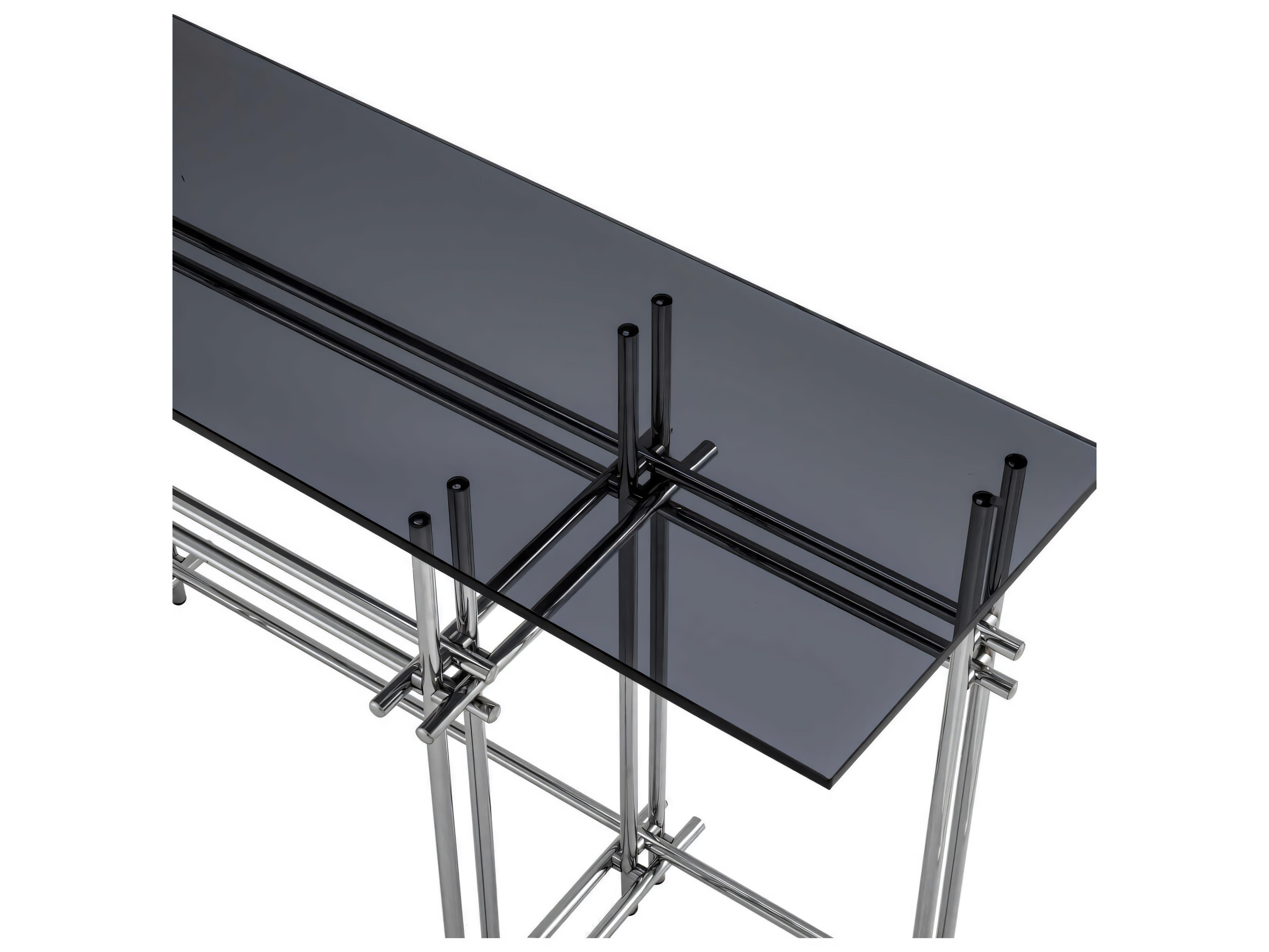 Eichholtz Quinn Polished Stainless Steel Console Table
