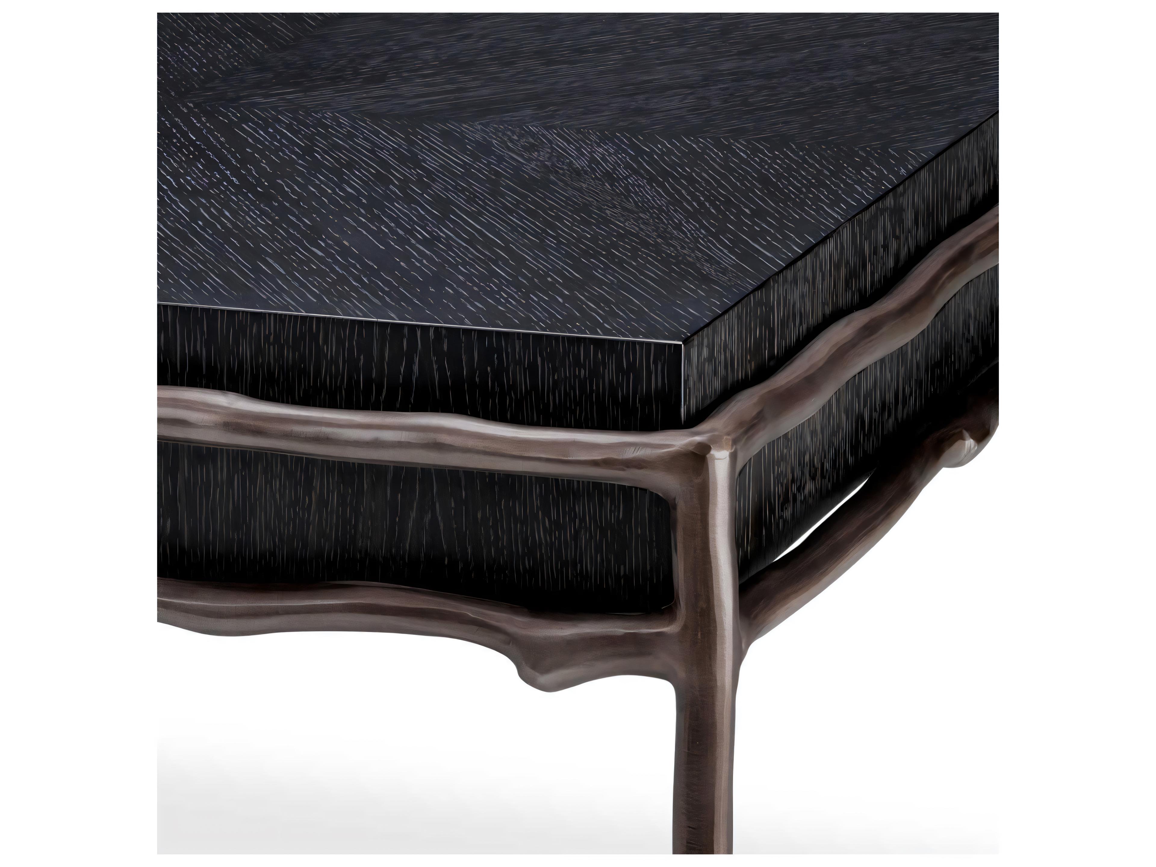Eichholtz Premier Charcoal Grey Oak Veneer Side Table
