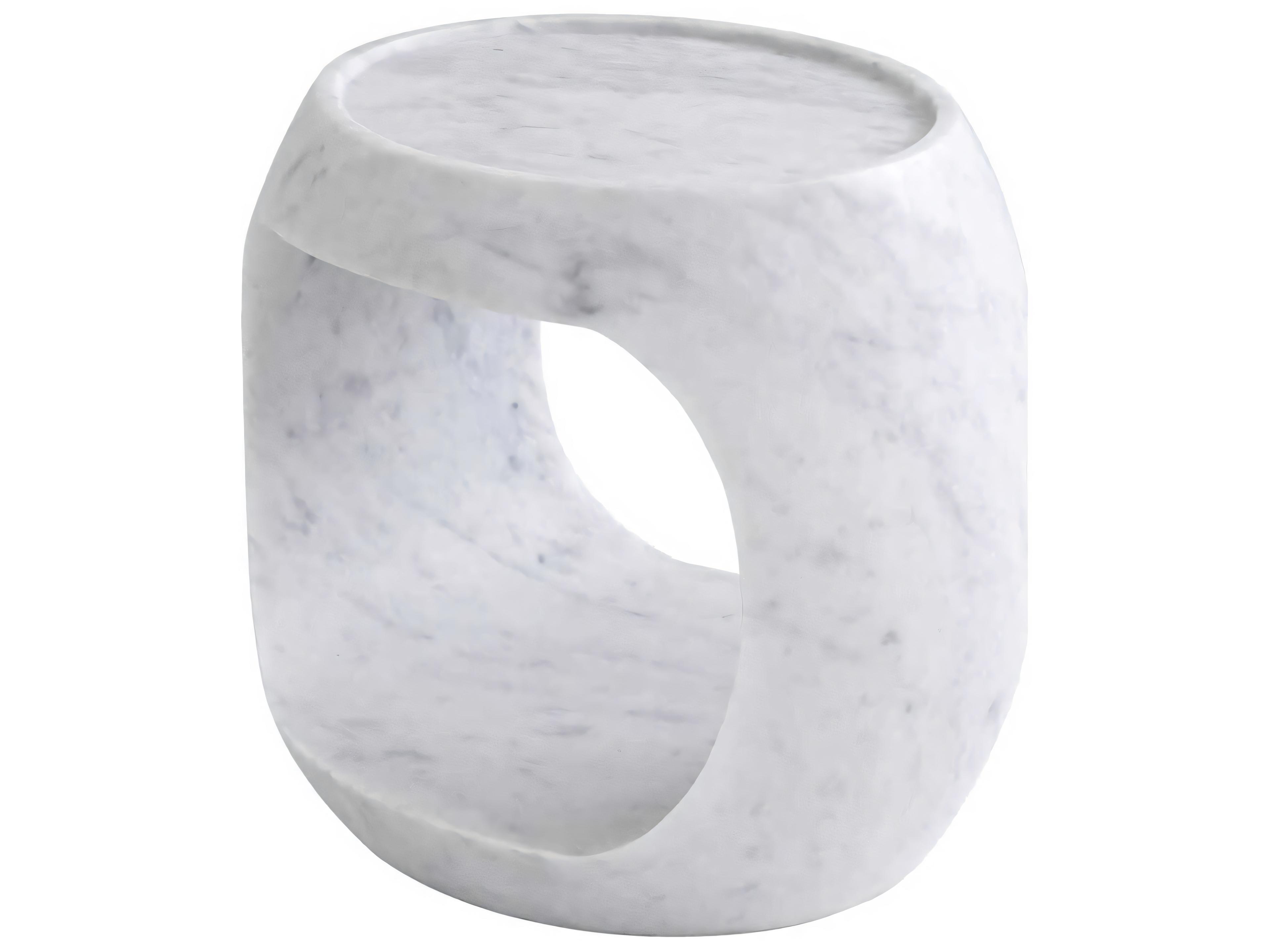 Eichholtz Clipper Low Honed White Marble Side Table