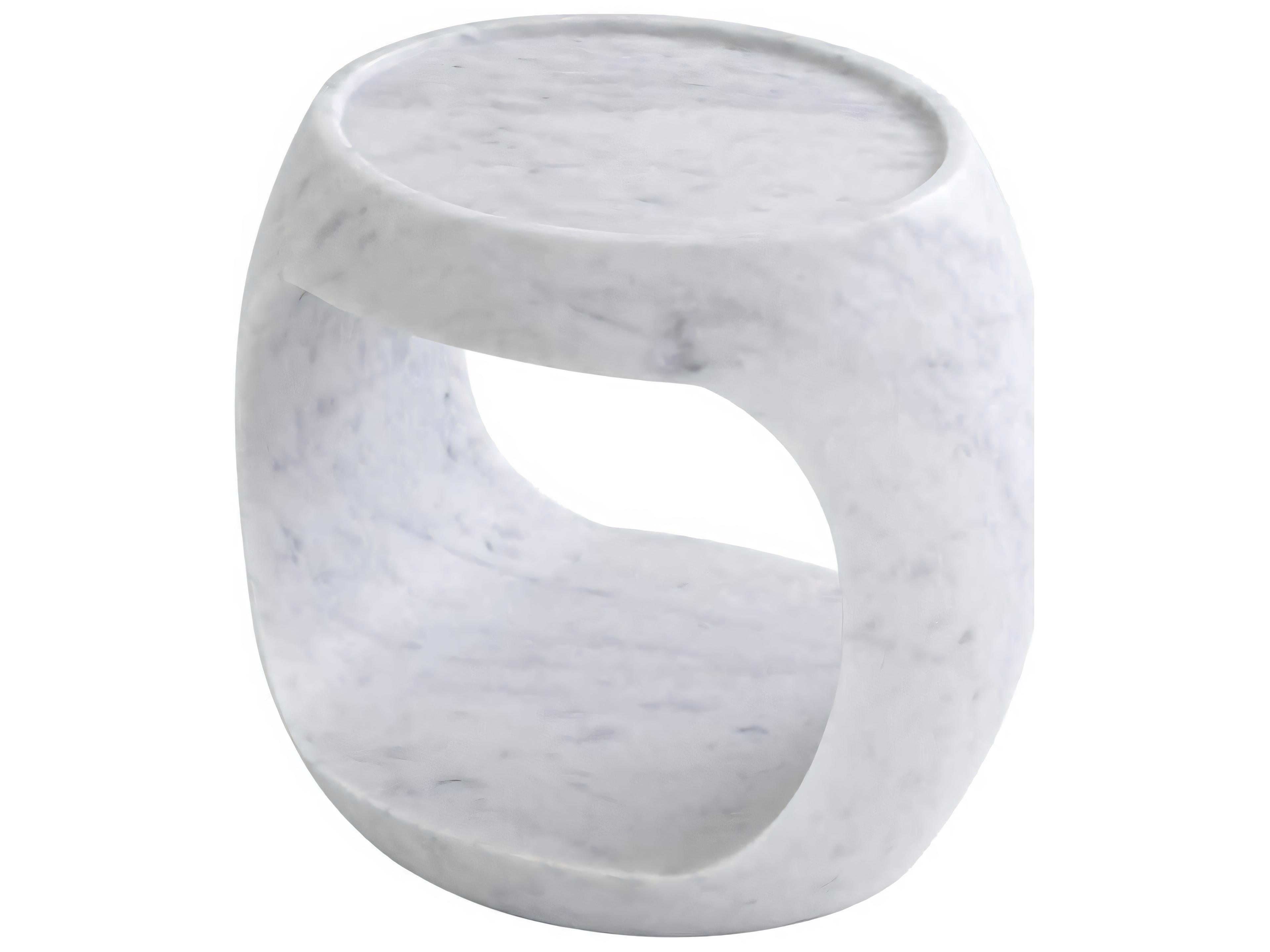 Eichholtz Clipper Low Honed White Marble Side Table