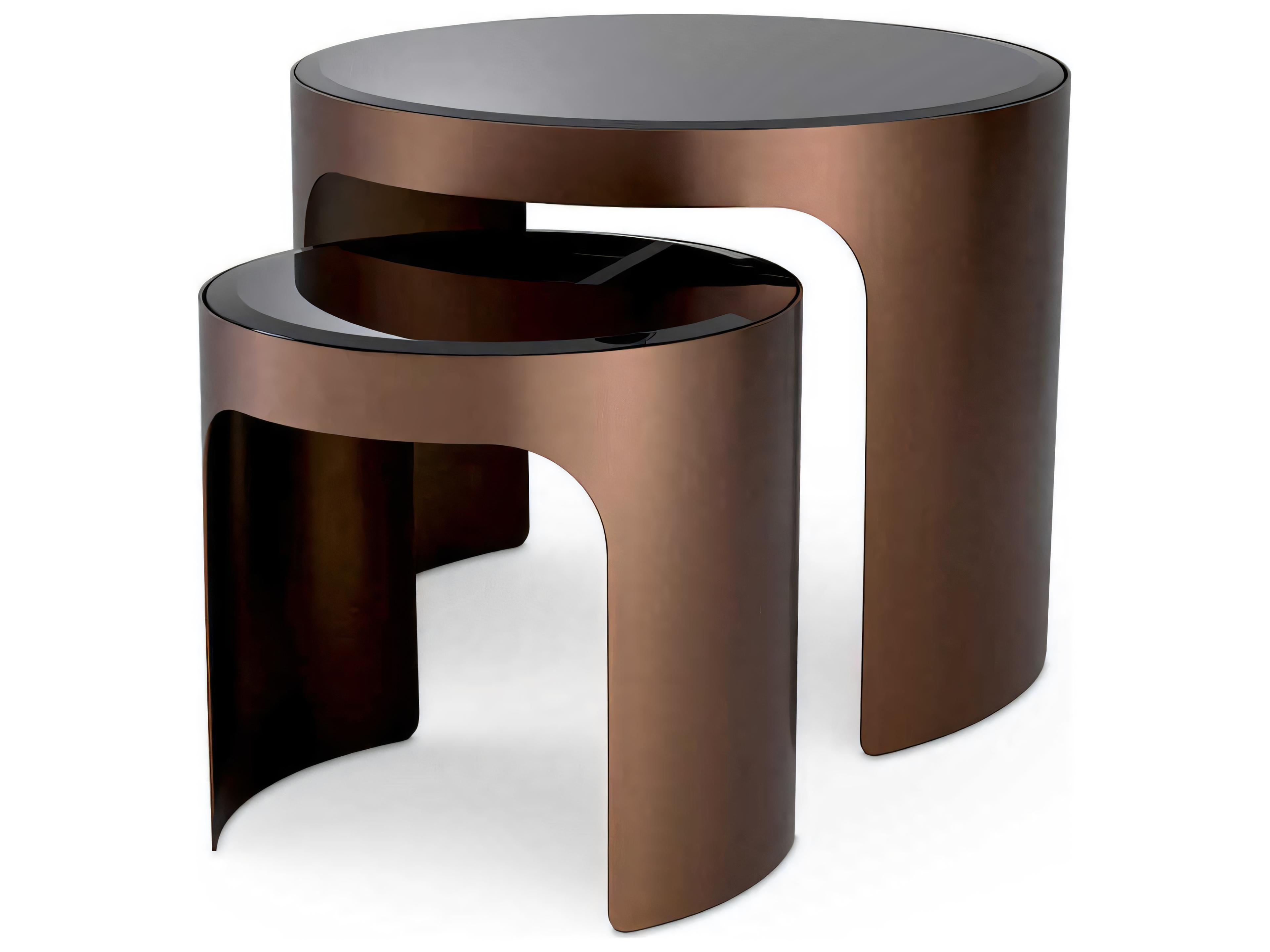 Piemonte Brushed Copper Set of 2 Side Table